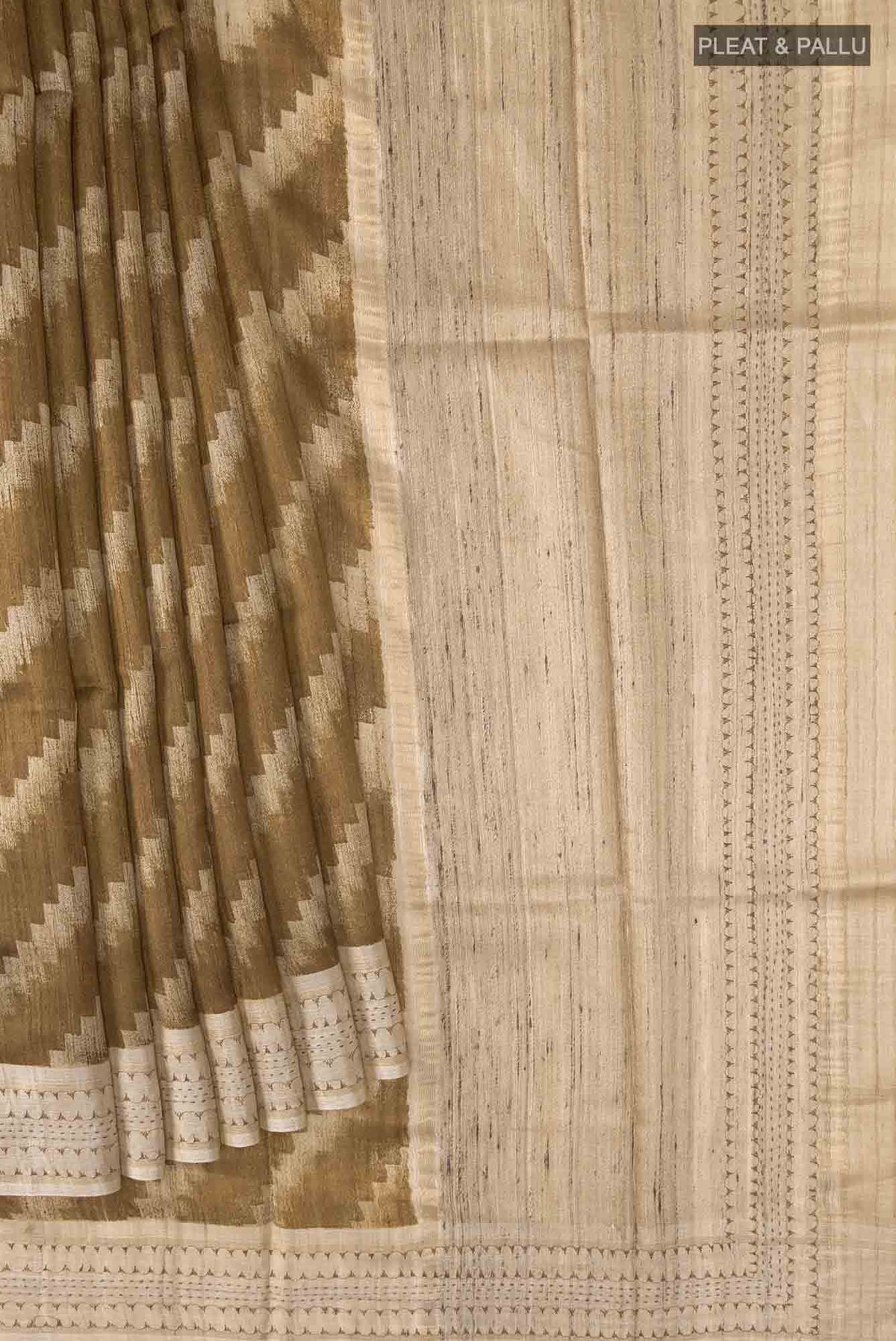 Brown Bhagalpuri Tussar Silk Saree