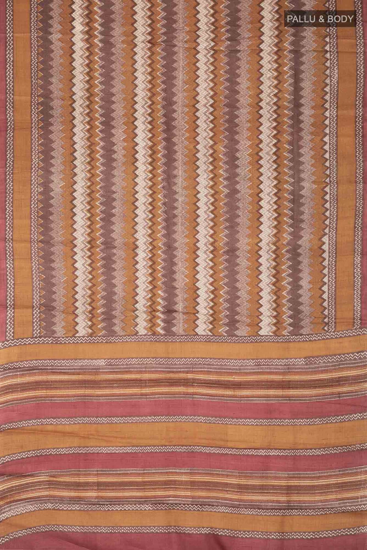 Beige Tussar Silk Saree