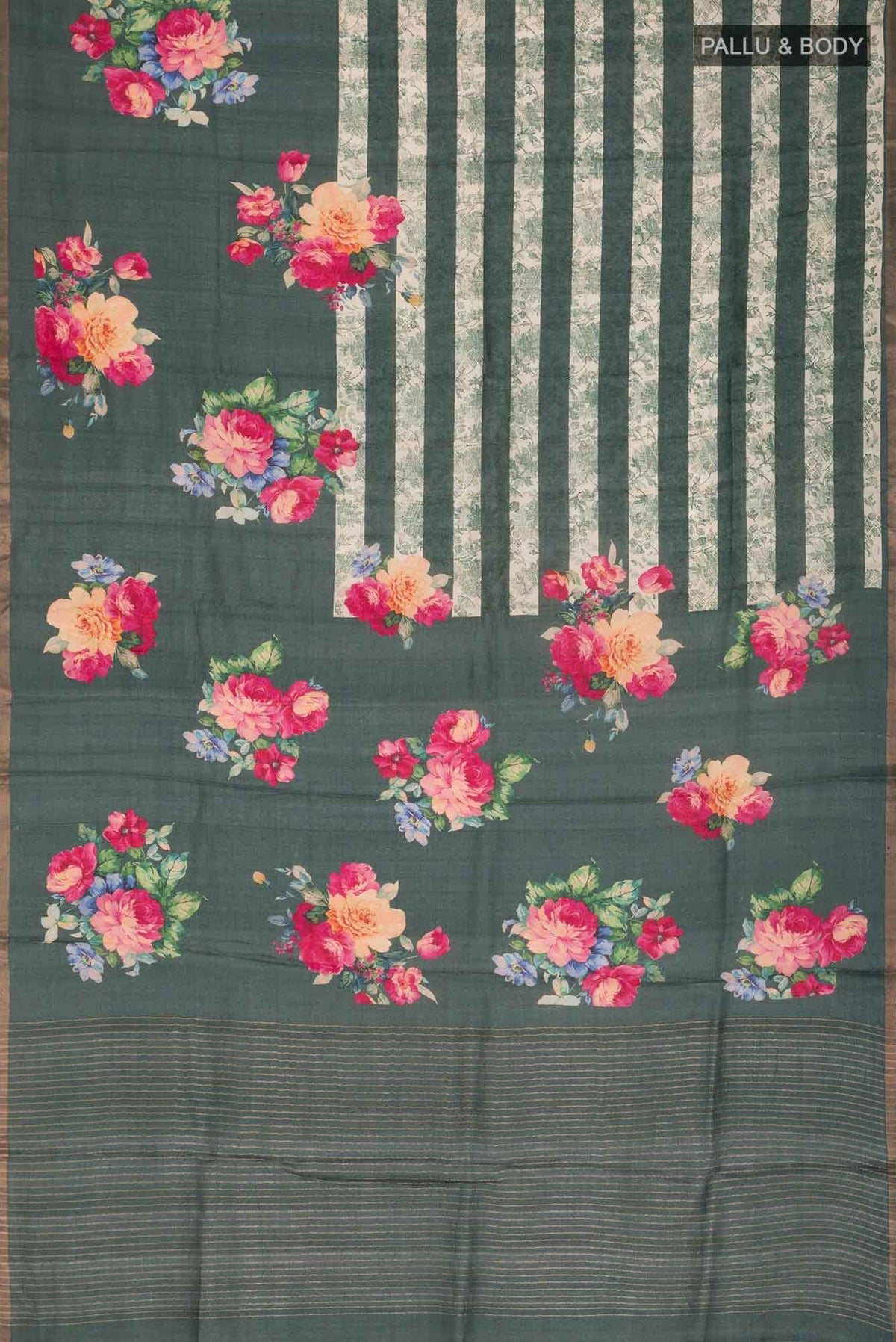 Green Bhagalpuri Tussar Silk Saree