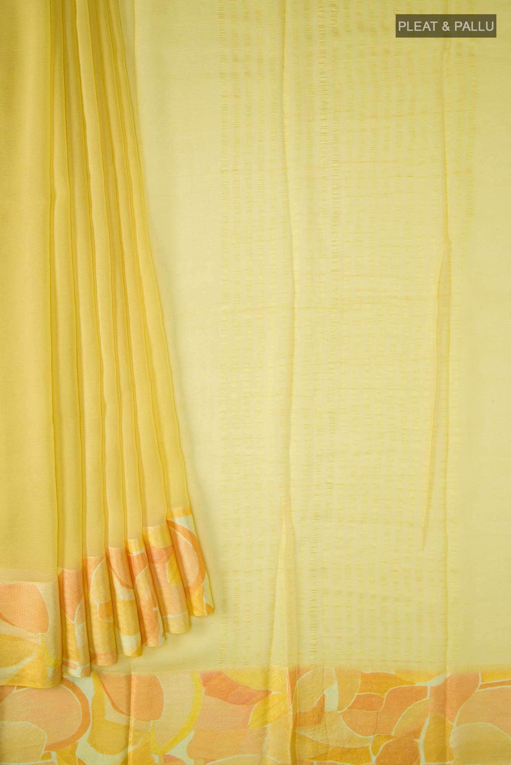 Lemon Yellow Chiffon Saree