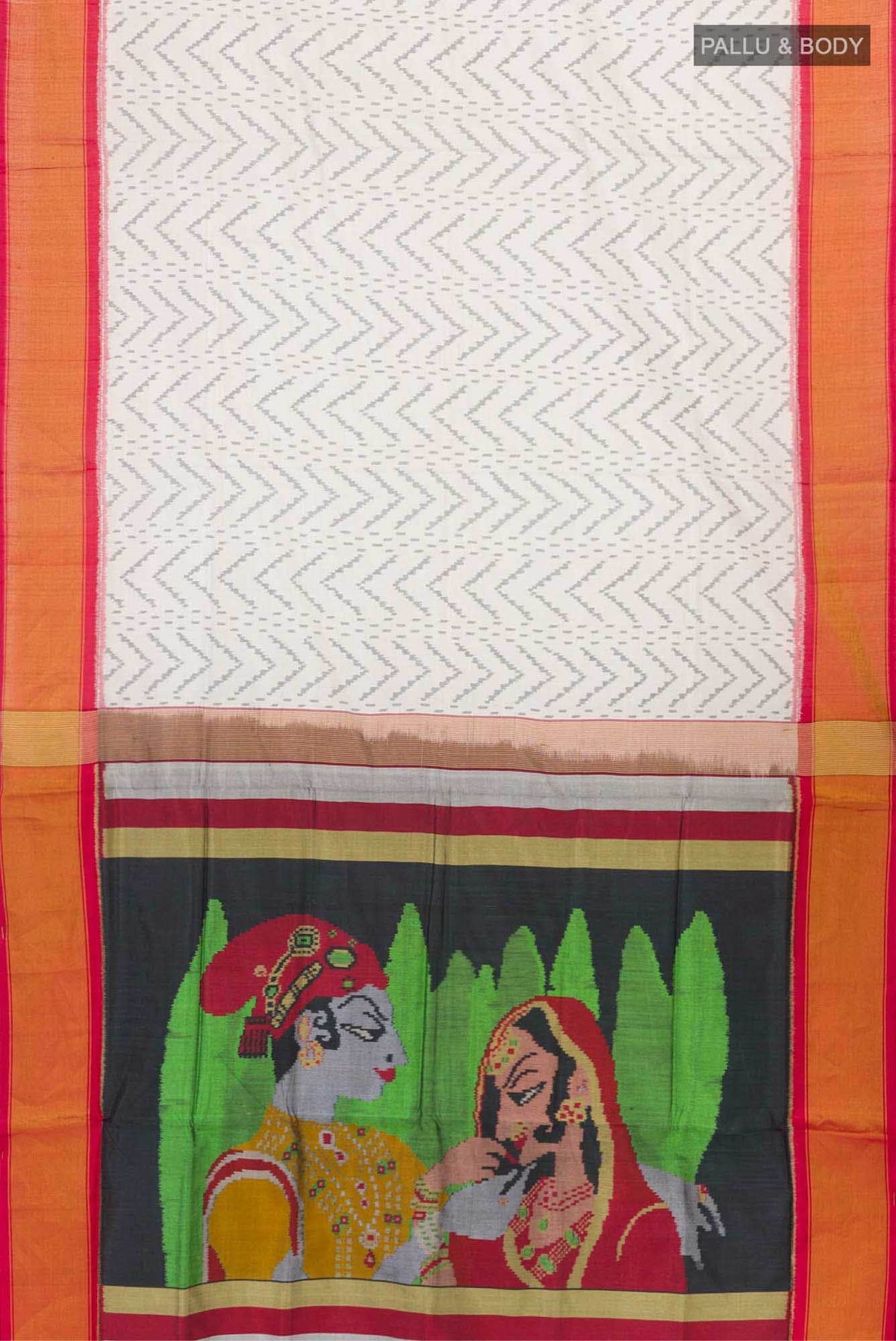 White Rajkot Patola Silk Saree