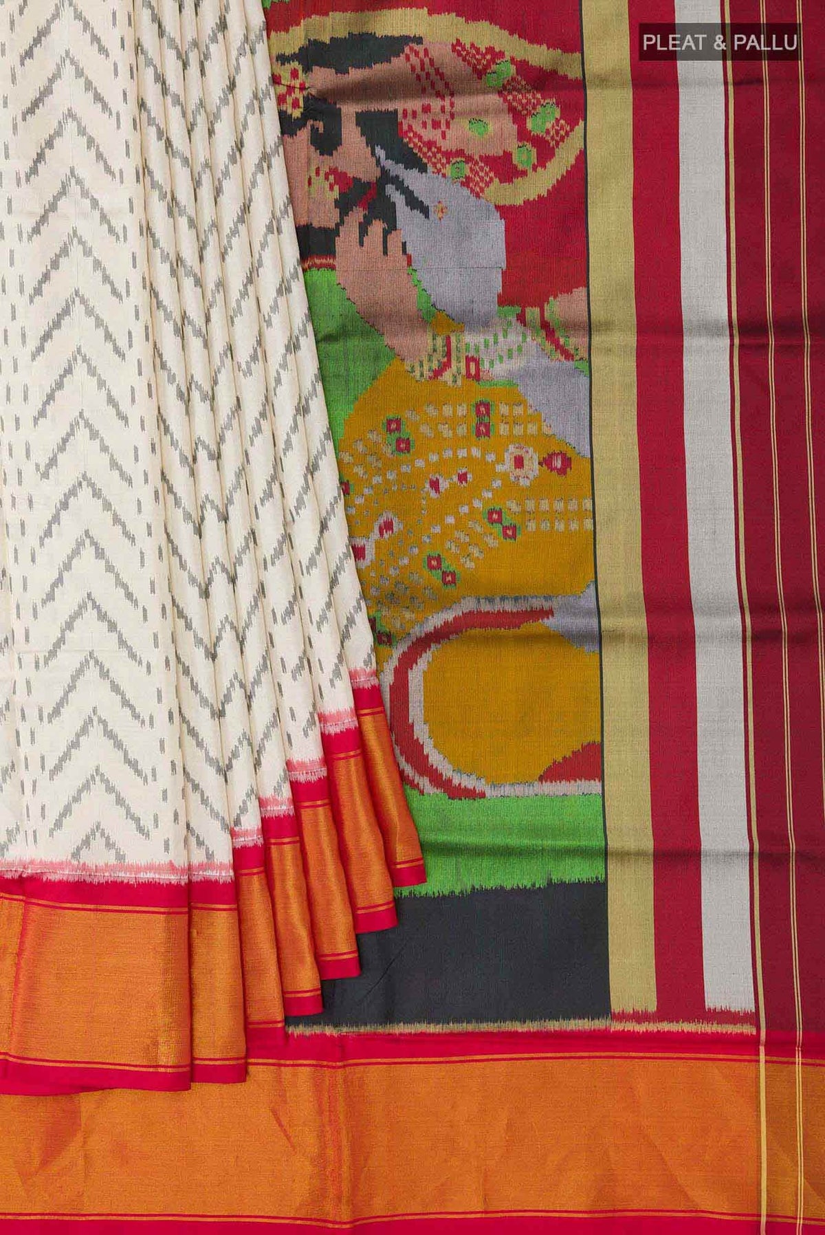 White Rajkot Patola Silk Saree
