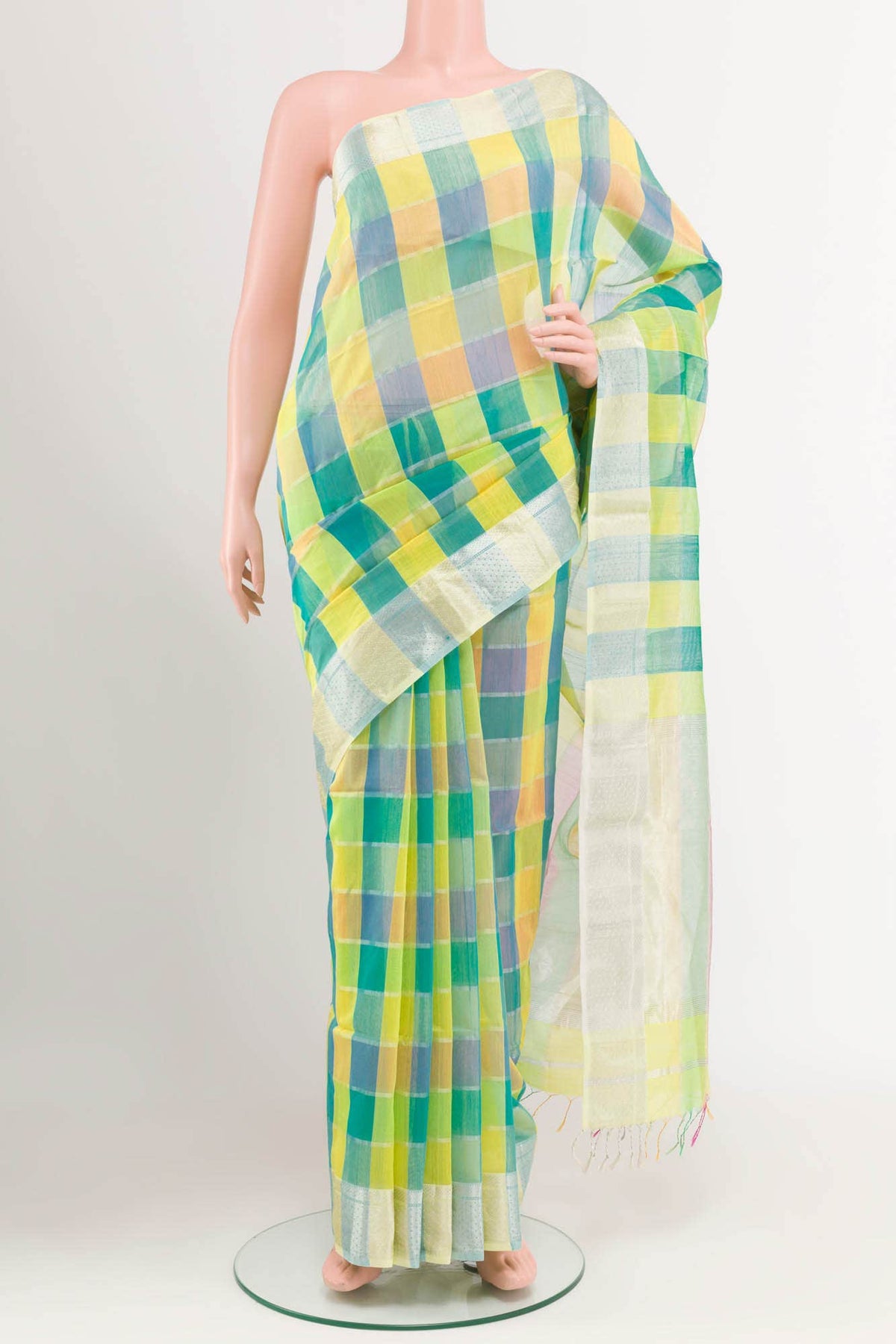 Multi Blended Kora Cotton Saree