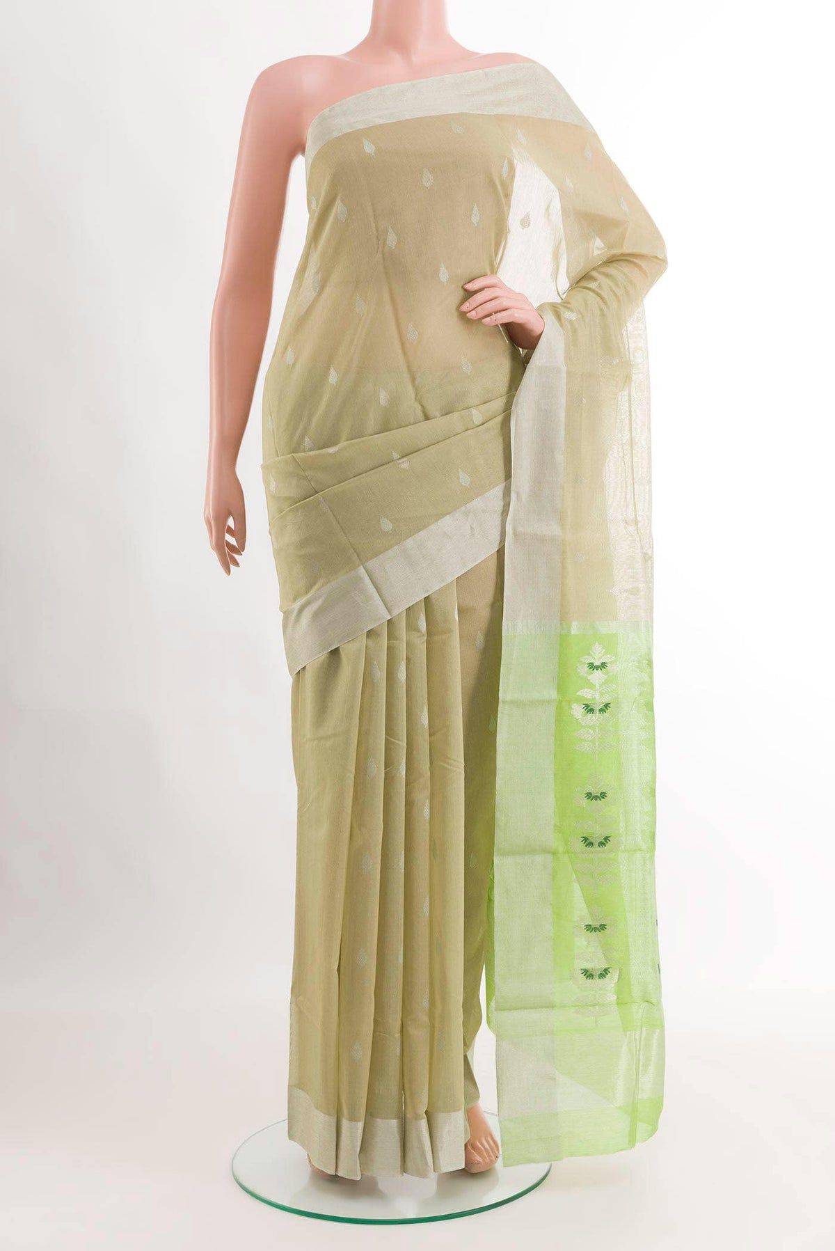 Beige Blended Chanderi Silk Cotton Saree