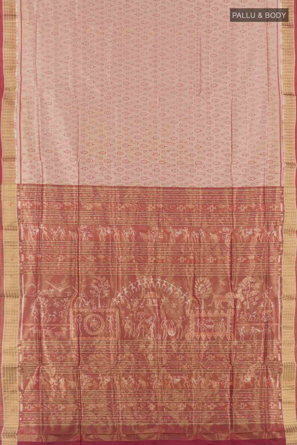 Dark Beige Orissa Silk Saree