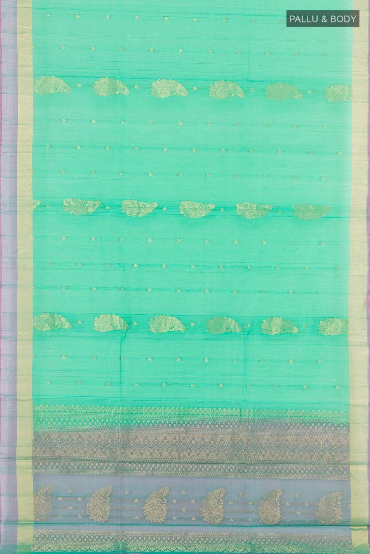 Green Blended Kora Cotton Saree