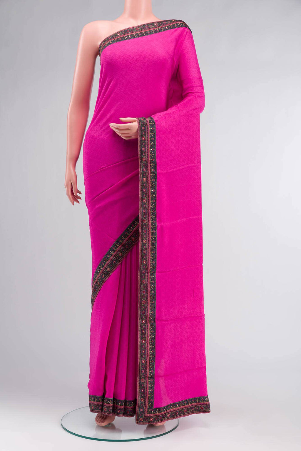 Pink Mysore Crepe Saree