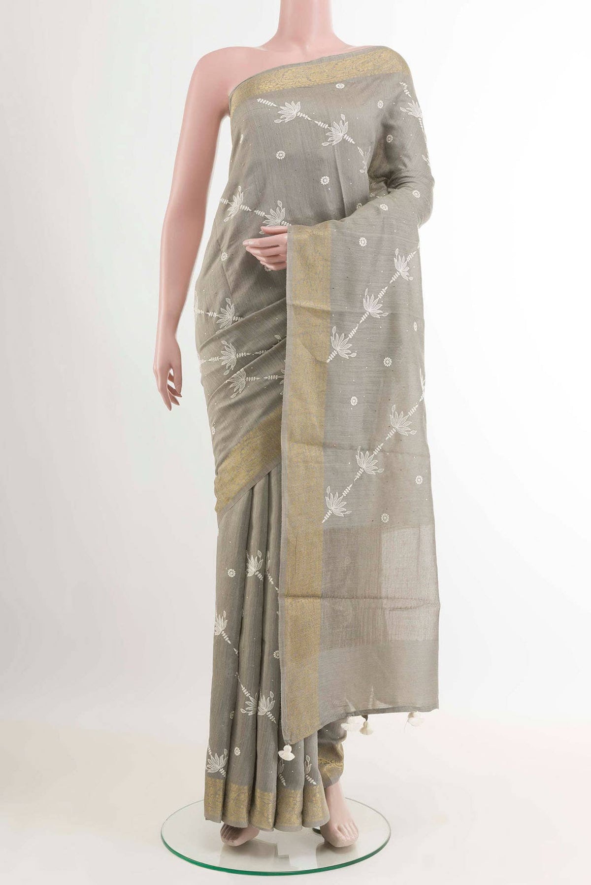 Grey Tussar Saree