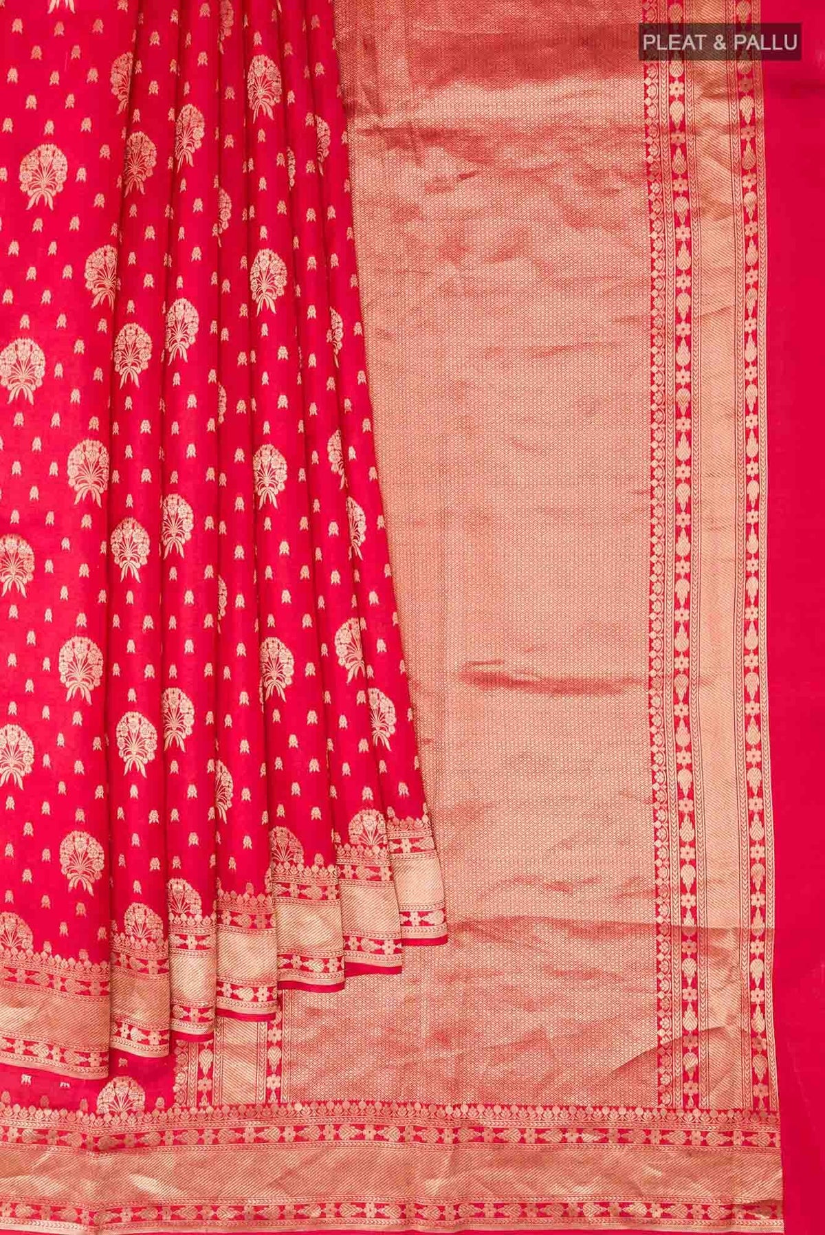 Red Banarasi Kora Silk Saree
