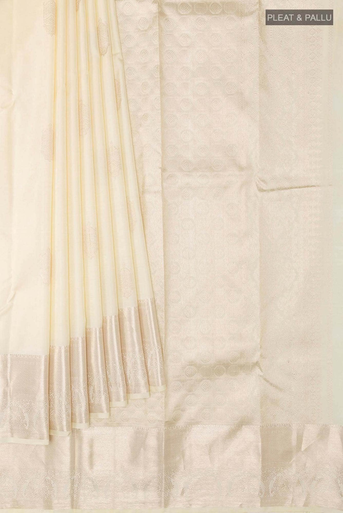 Off White Kanchipuram Silk Saree