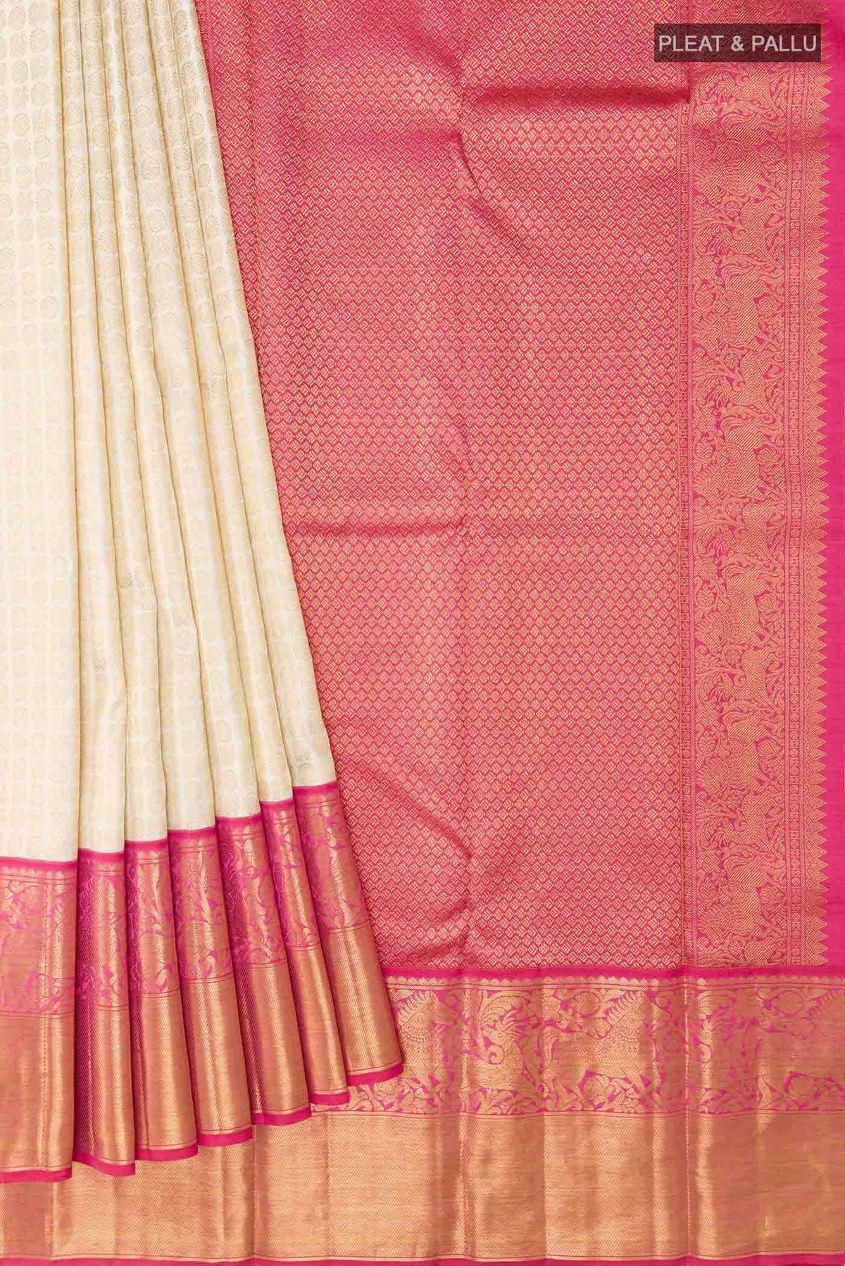 Off White Kanjivaram Silk Saree