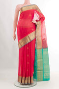 Red Dual Tone Blended Kora Cotton Saree