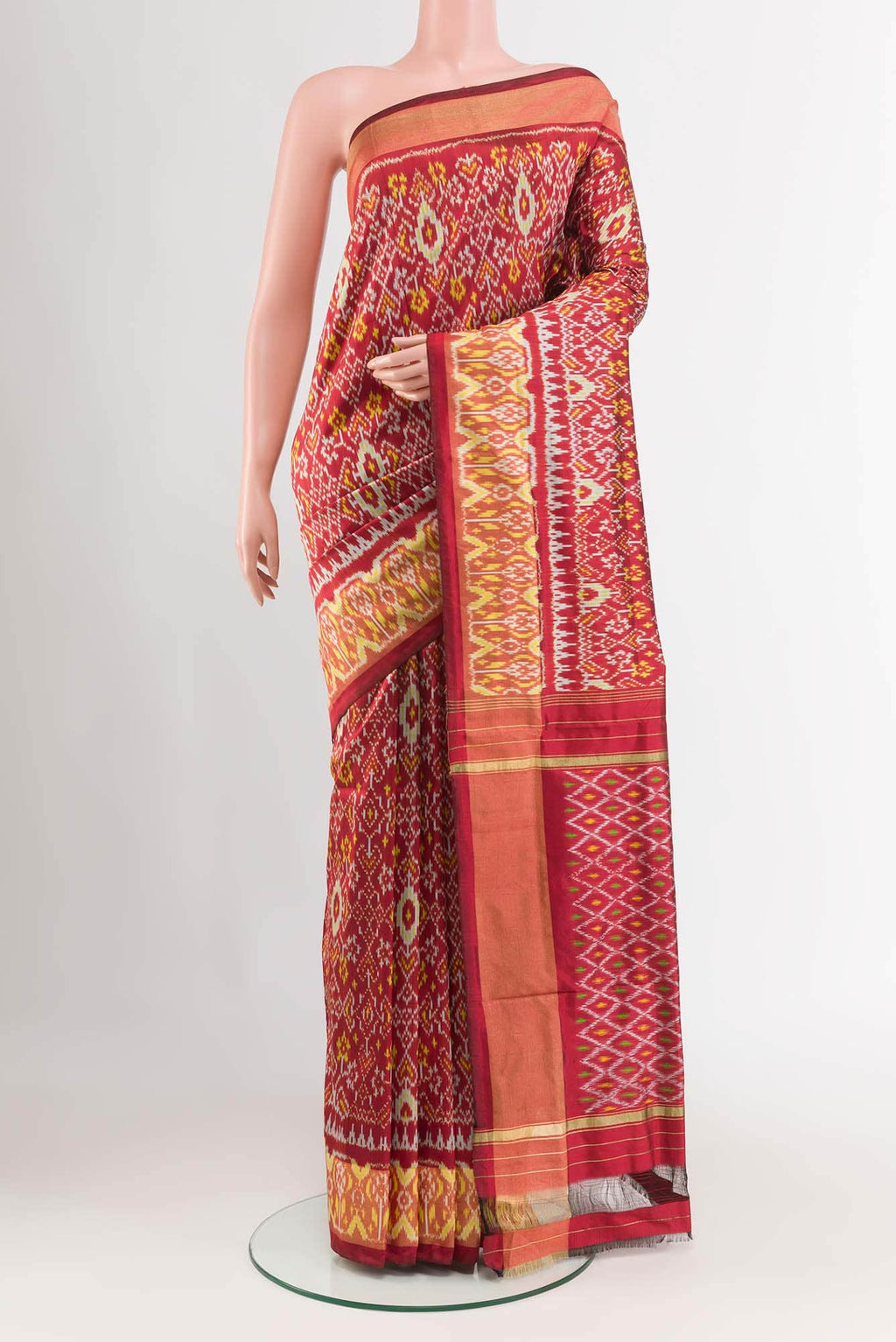 Maroon Pochampally Saree