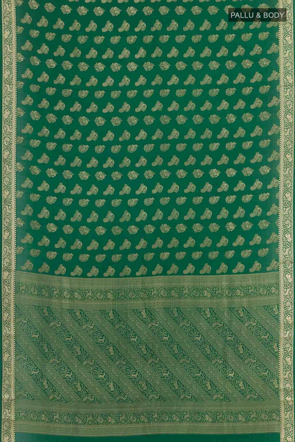 Green Mysore Crepe Saree