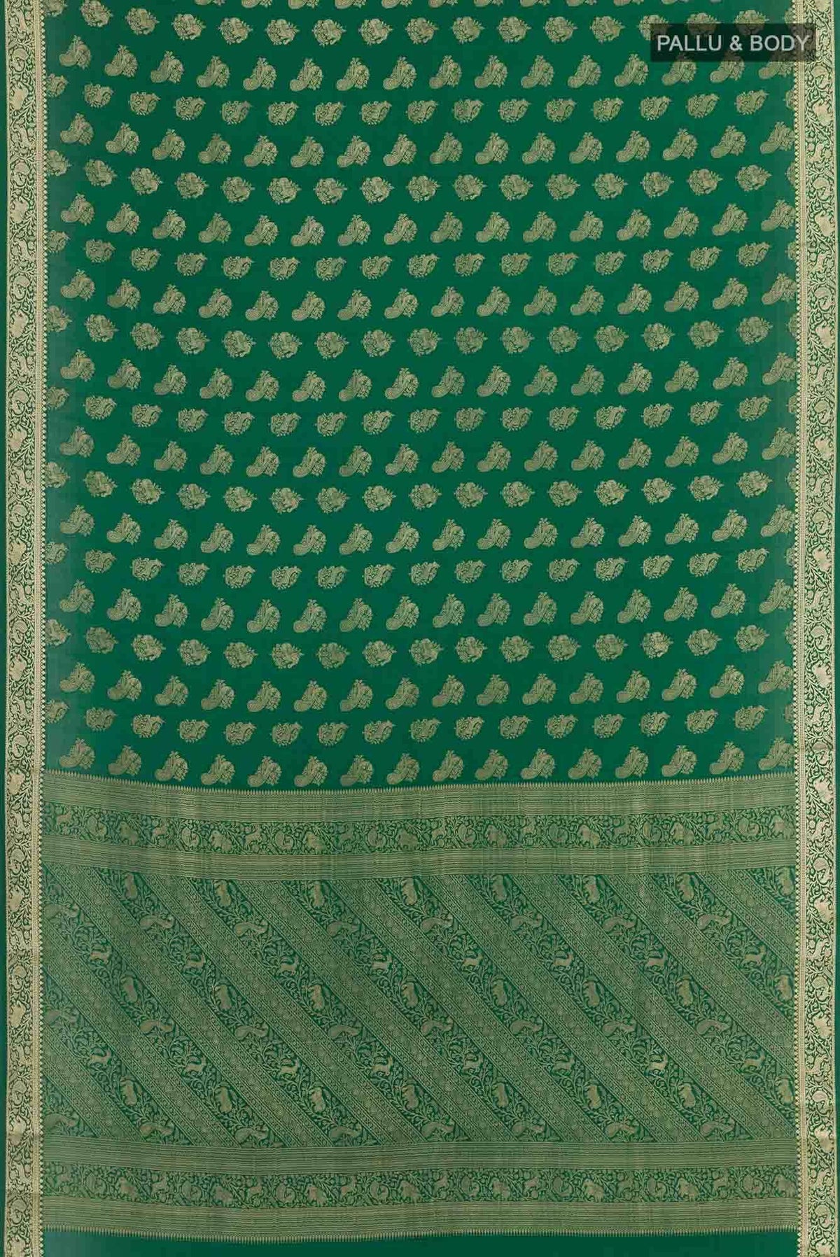 Green Mysore Crepe Saree