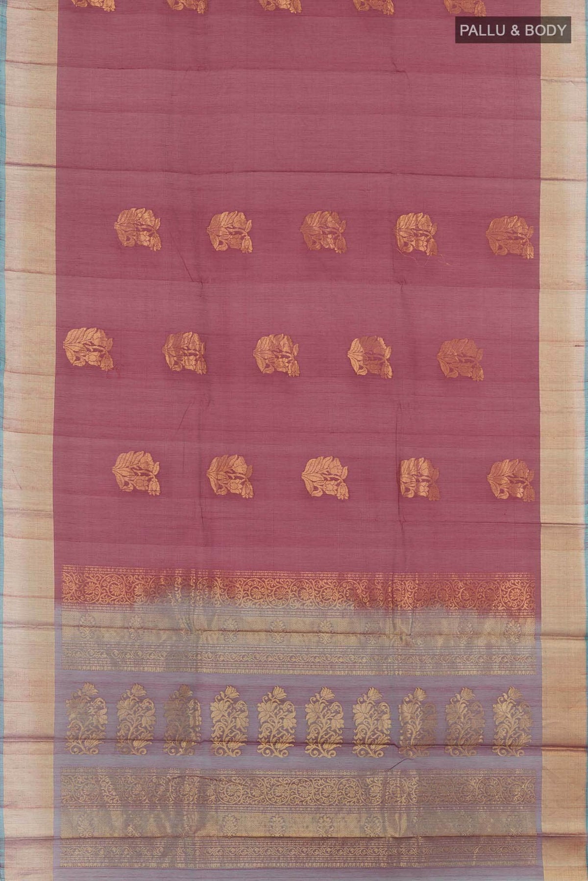 Maroon Dual Tone Blended Kora Cotton Saree