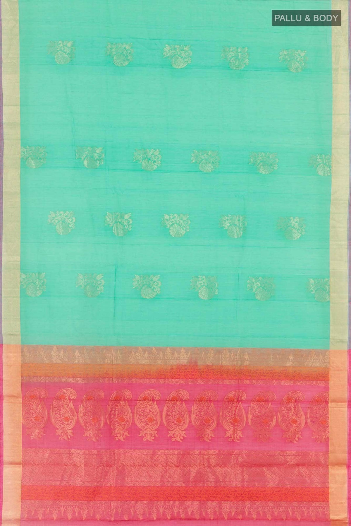 Green Dual Tone Blended Kora Cotton Saree
