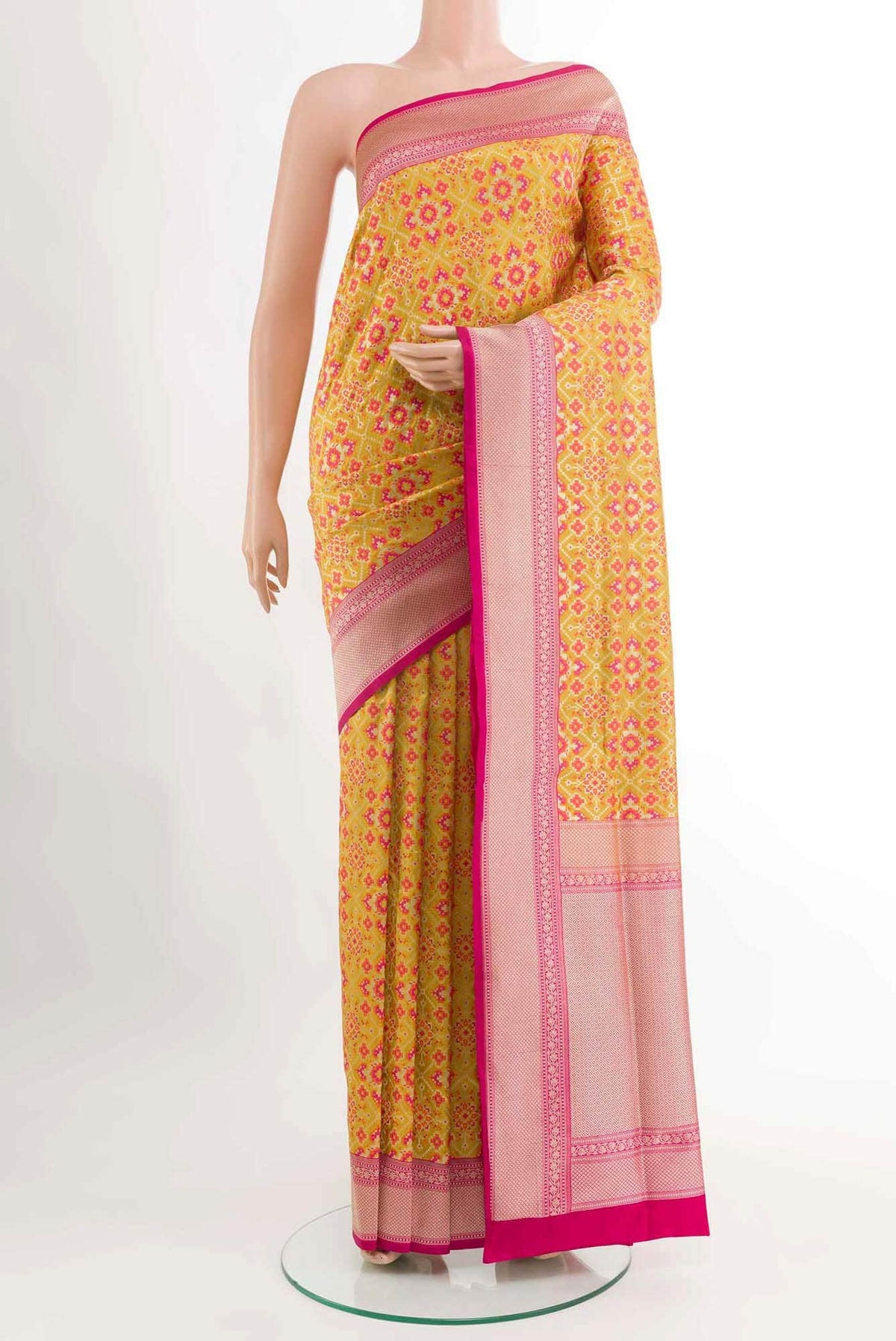Yellow Banarasi Silk Saree