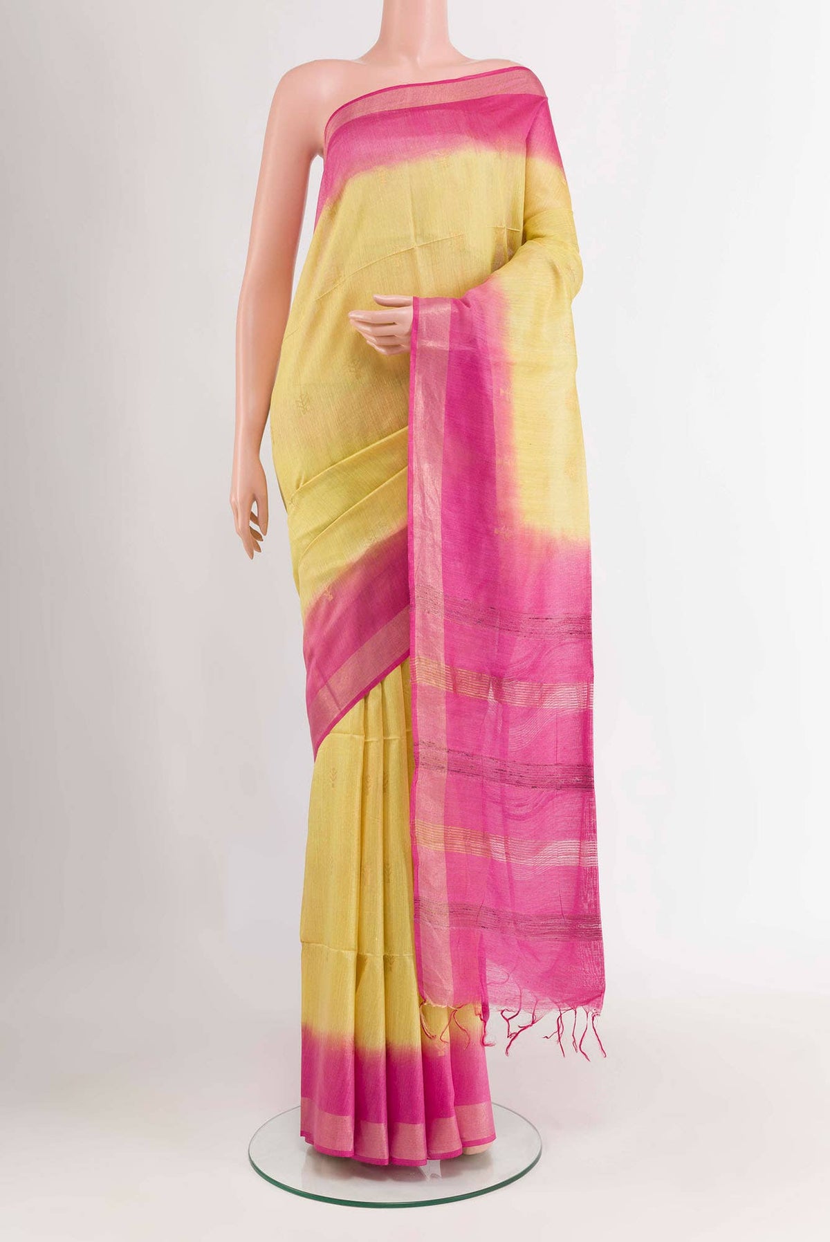 Yellow Tussar Saree