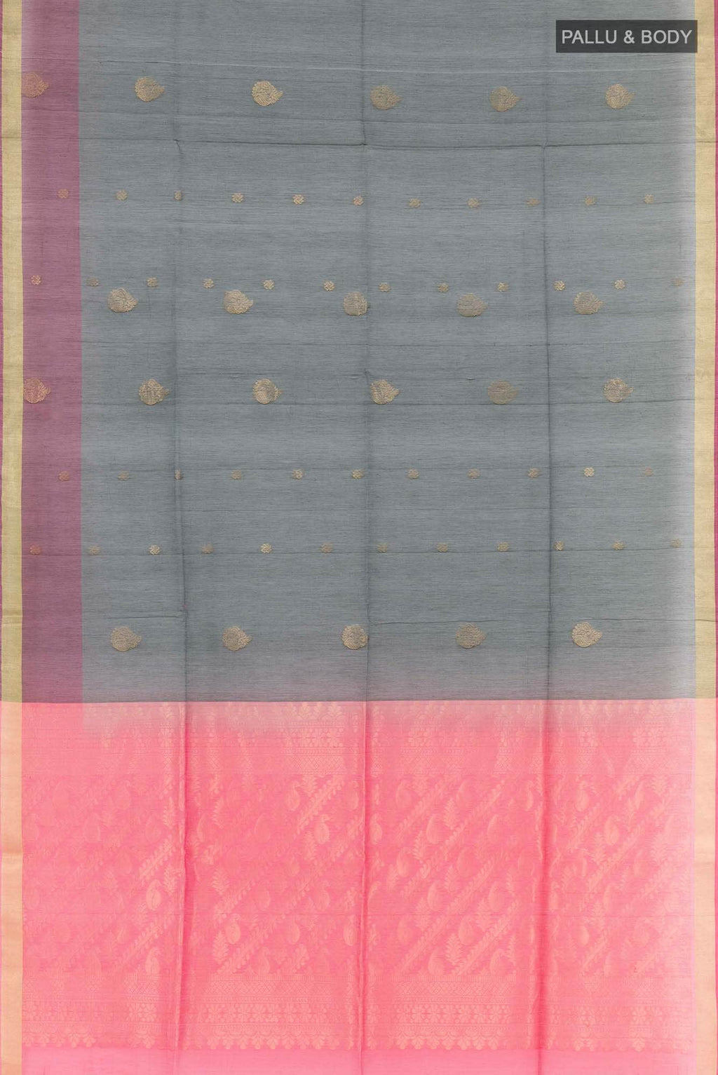 Grey Blended Kora Cotton Saree