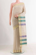 Beige Tussar Silk Saree