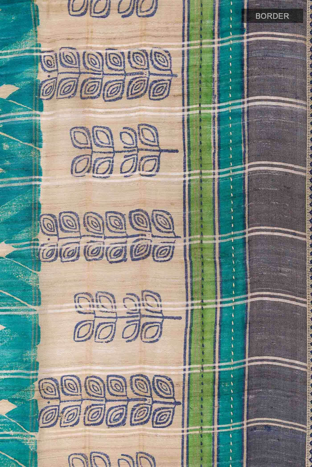 Teal Tussar Silk Saree