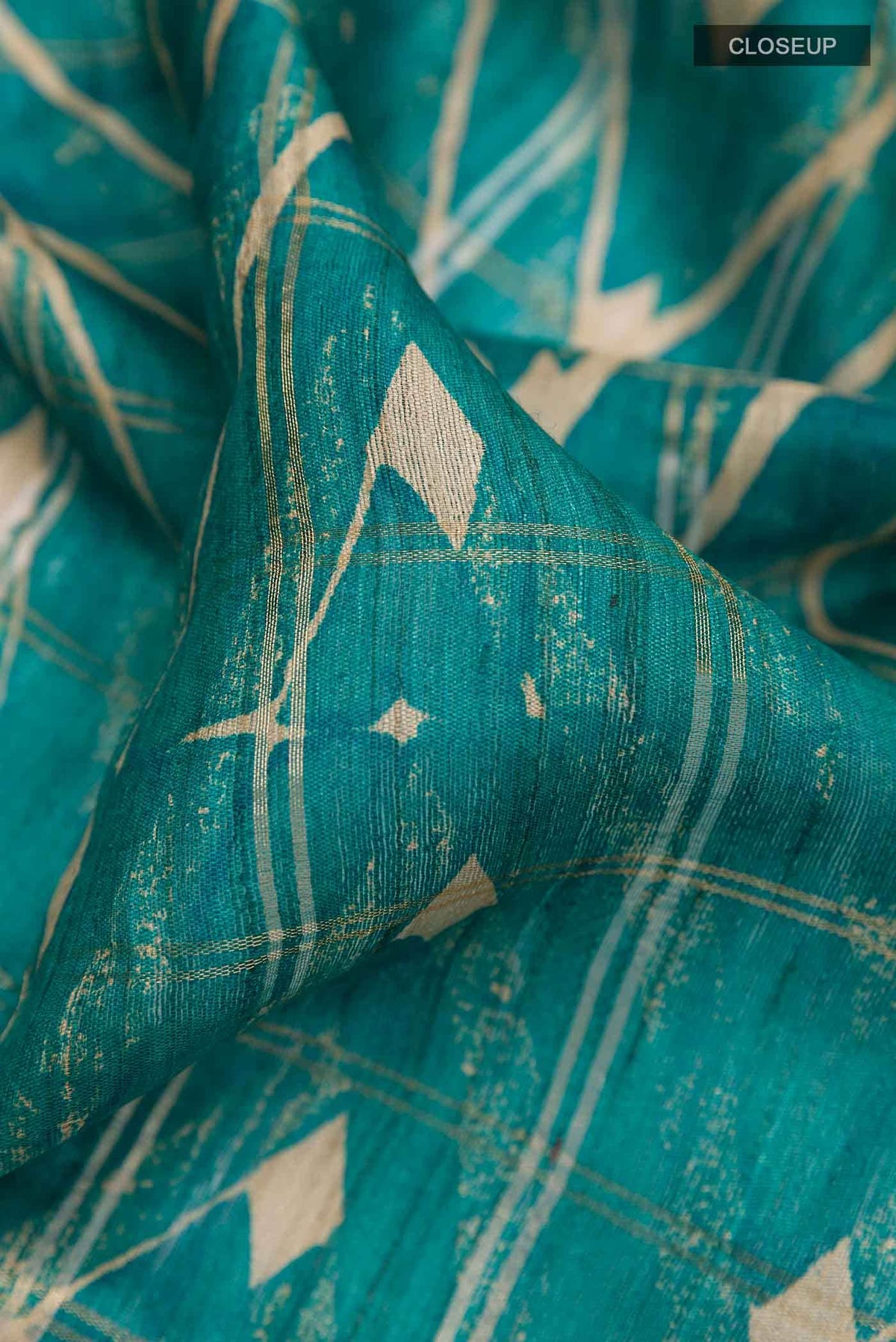 Teal Tussar Silk Saree