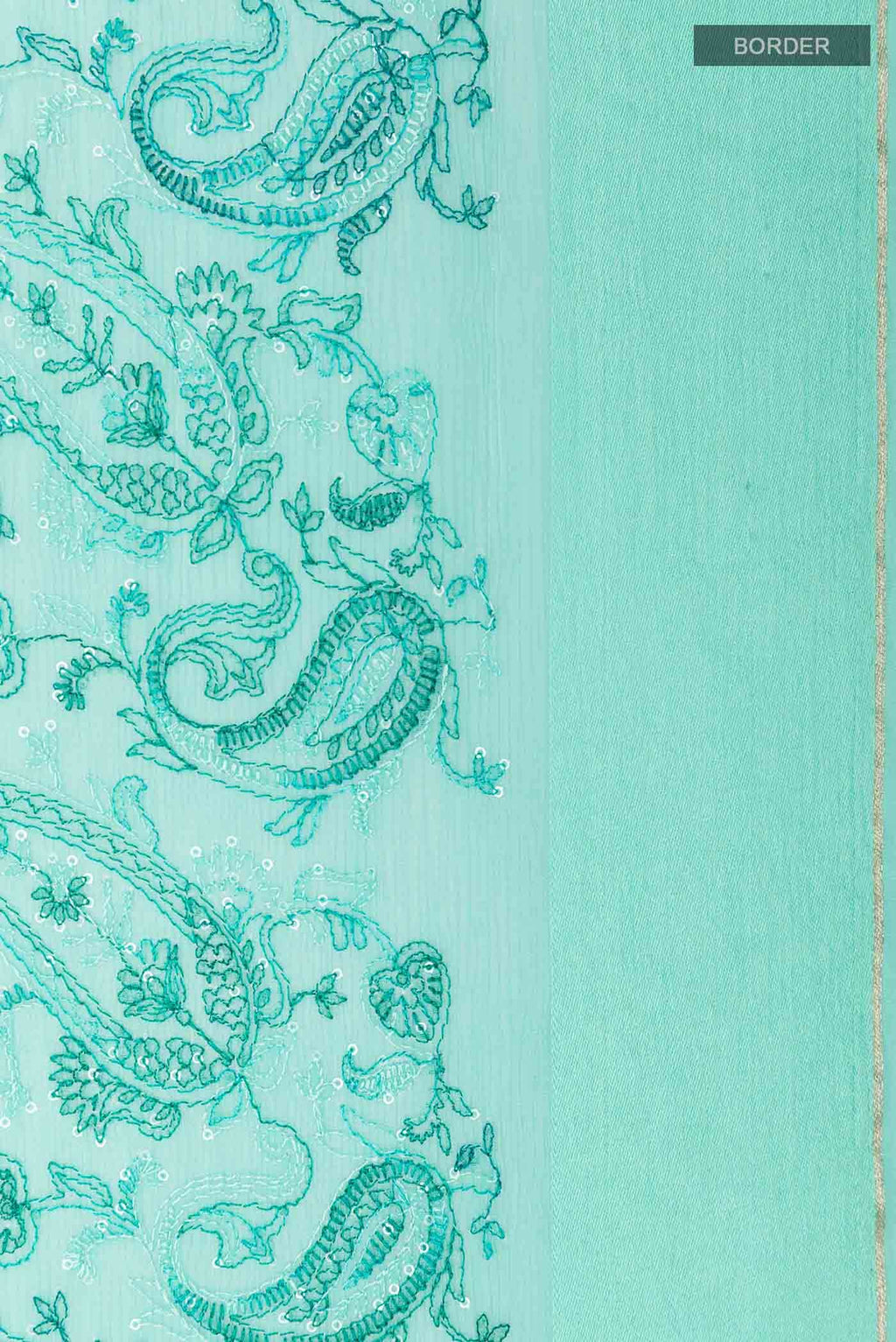 Turquoise Mysore Chiffon Saree