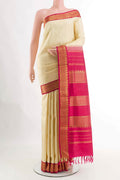 Cream Kanchipuram Silk Nine Yards Saree