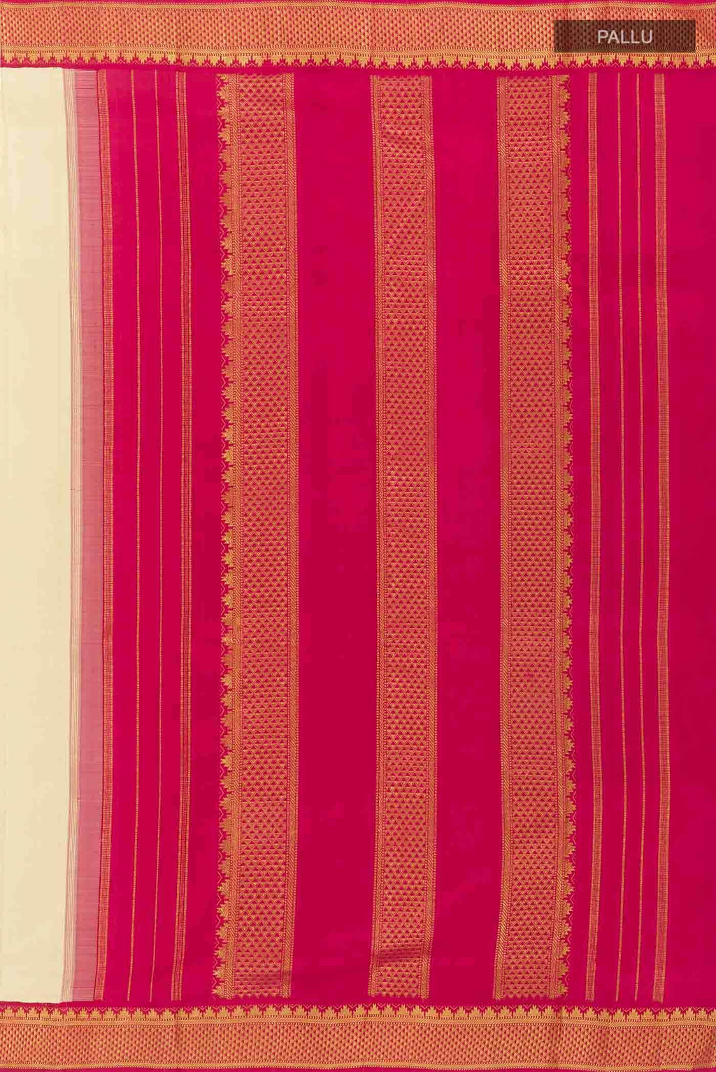Cream Kanchipuram Silk Nine Yards Saree