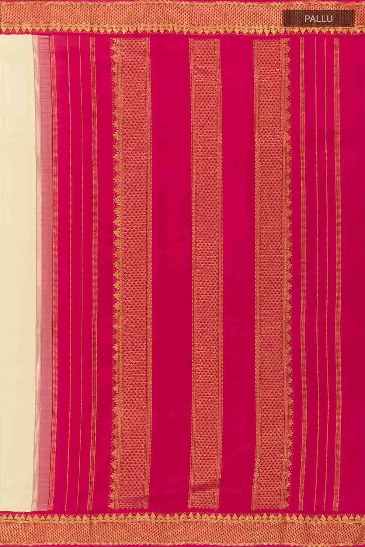 Cream Kanchipuram Silk Nine Yards Saree