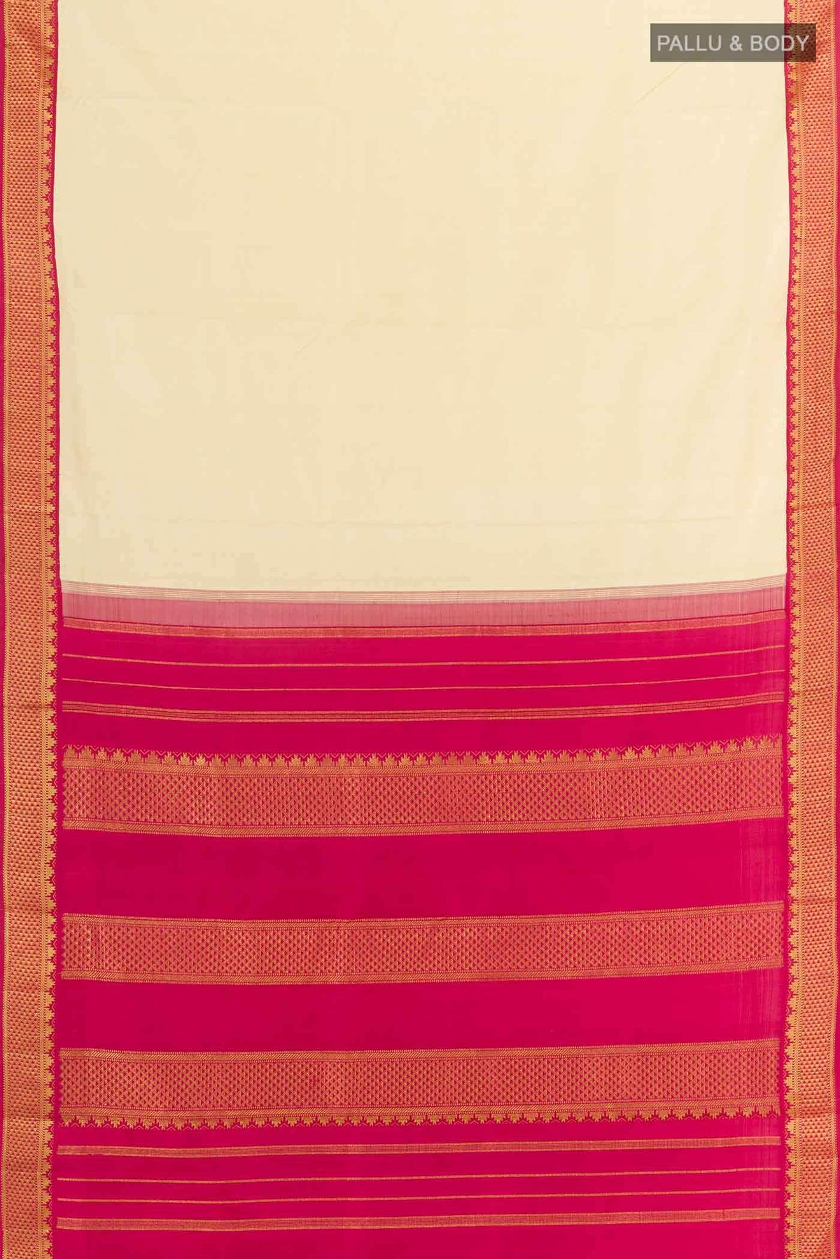 Cream Kanchipuram Silk Nine Yards Saree