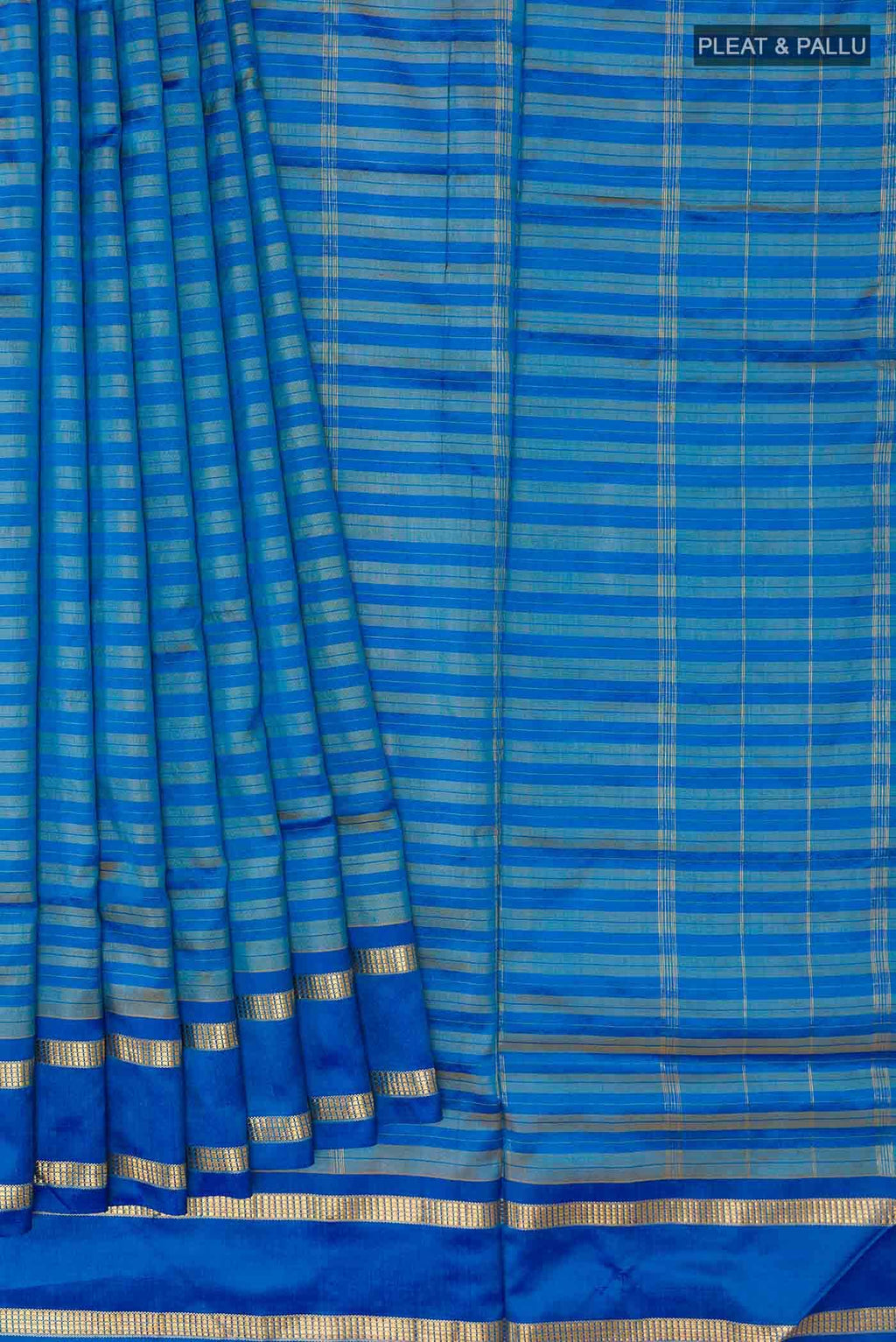Blue Dual Tone Kanchipuram Silk Nine Yards Saree
