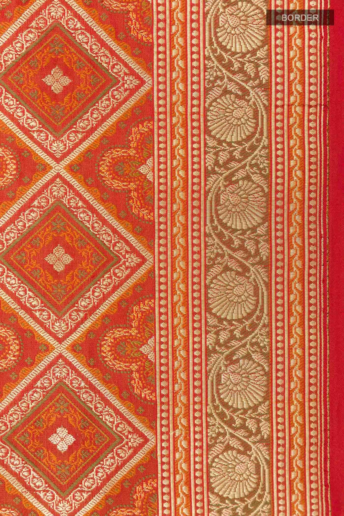 Orange Banarasi Silk Saree