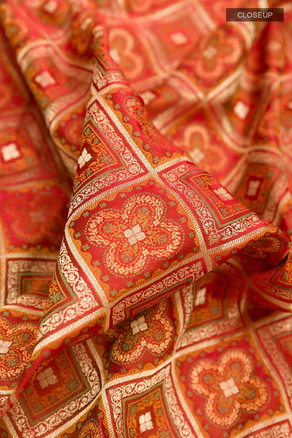 Orange Banarasi Silk Saree