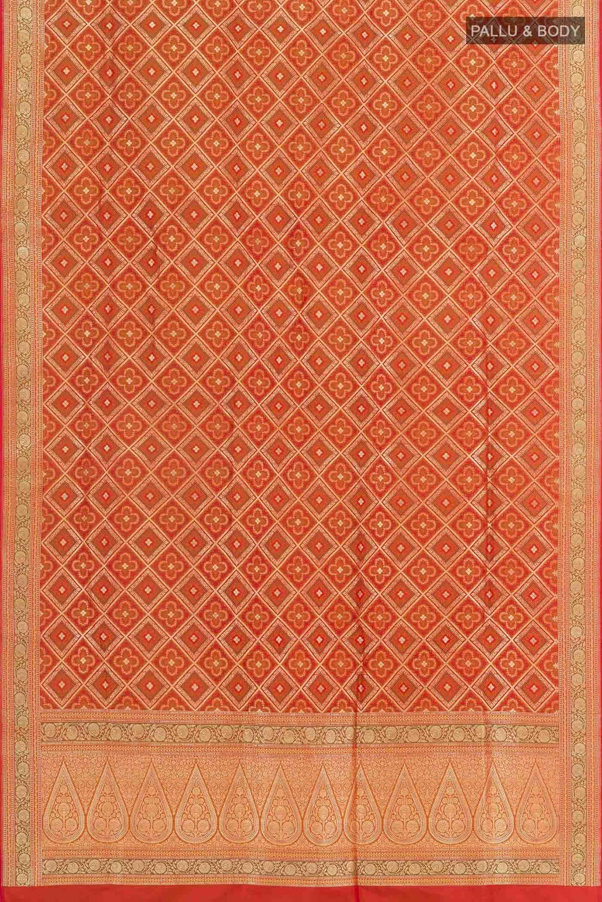 Orange Banarasi Silk Saree