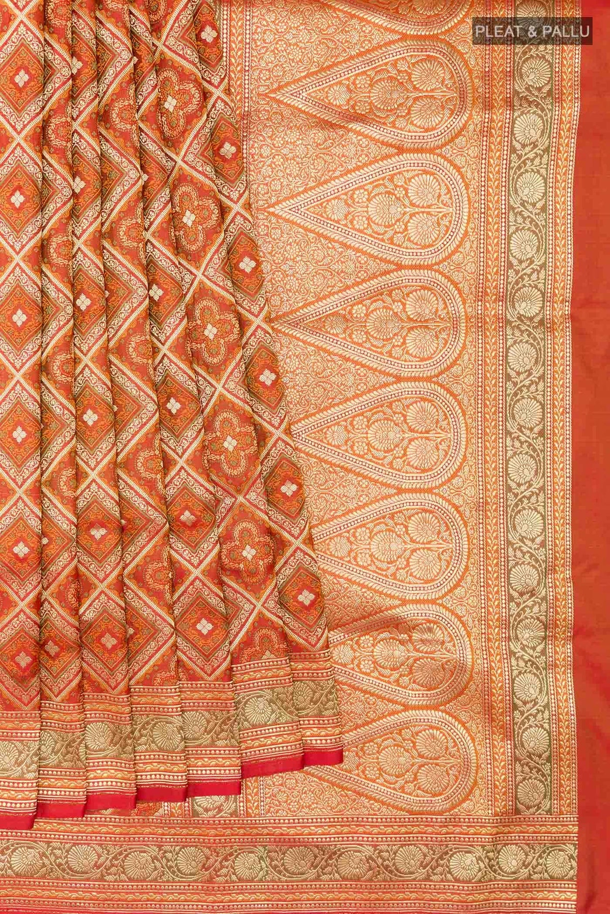 Orange Banarasi Silk Saree