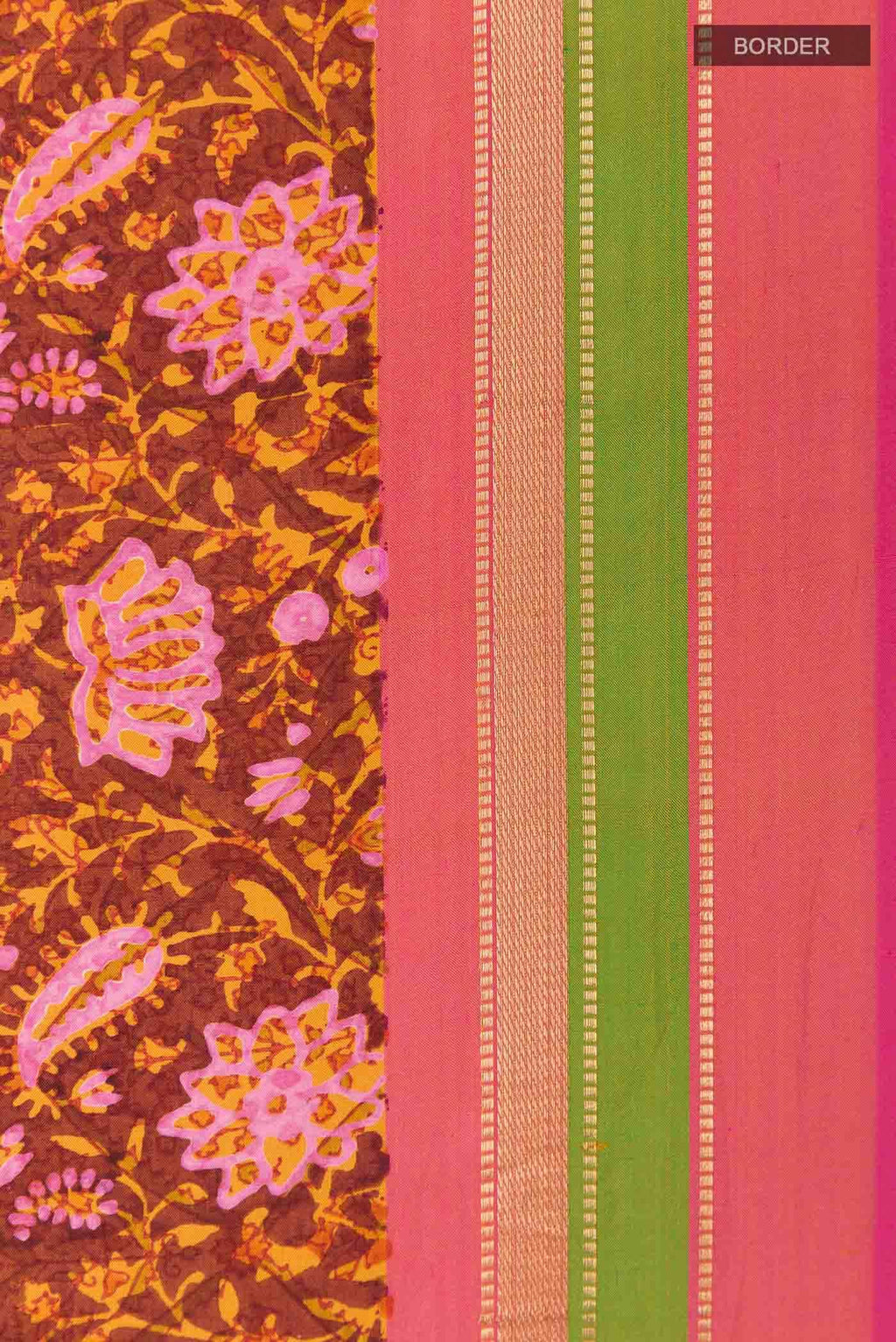 Rust Printed Silk Saree