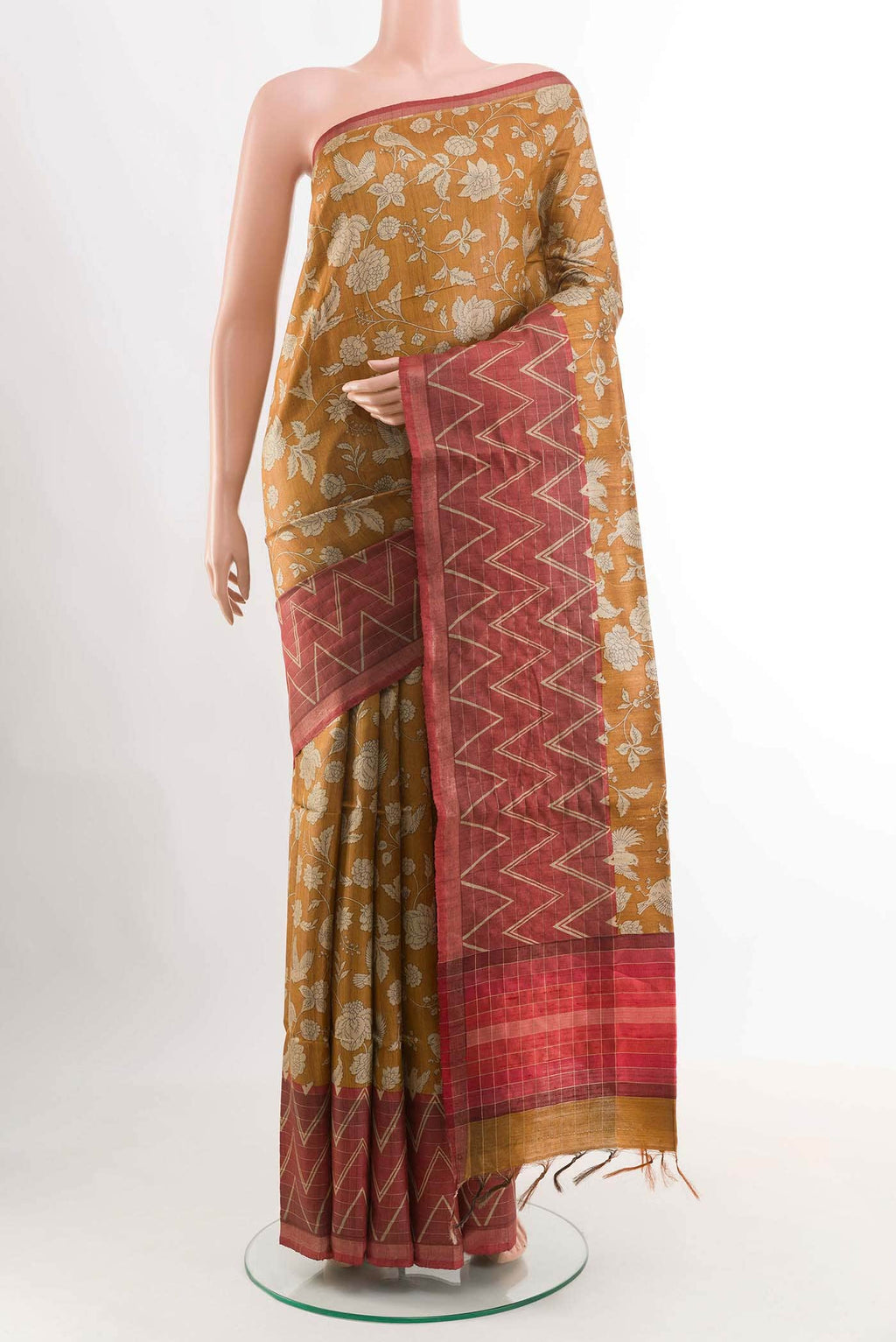 Mustard Tussar Saree
