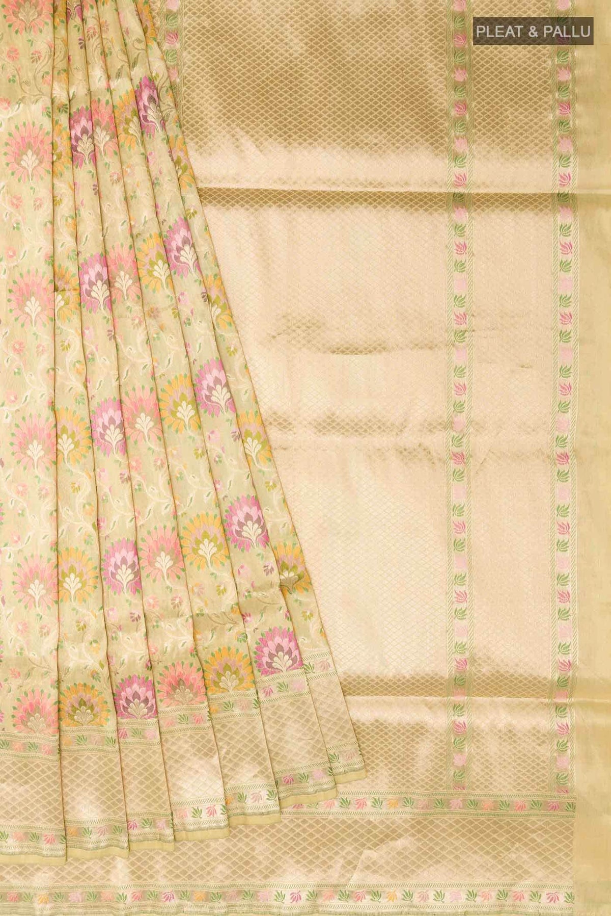 Cream Banarasi Silk Saree