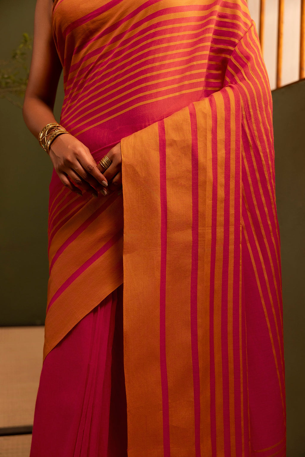 Titli-Crimson Red Cotton Saree
