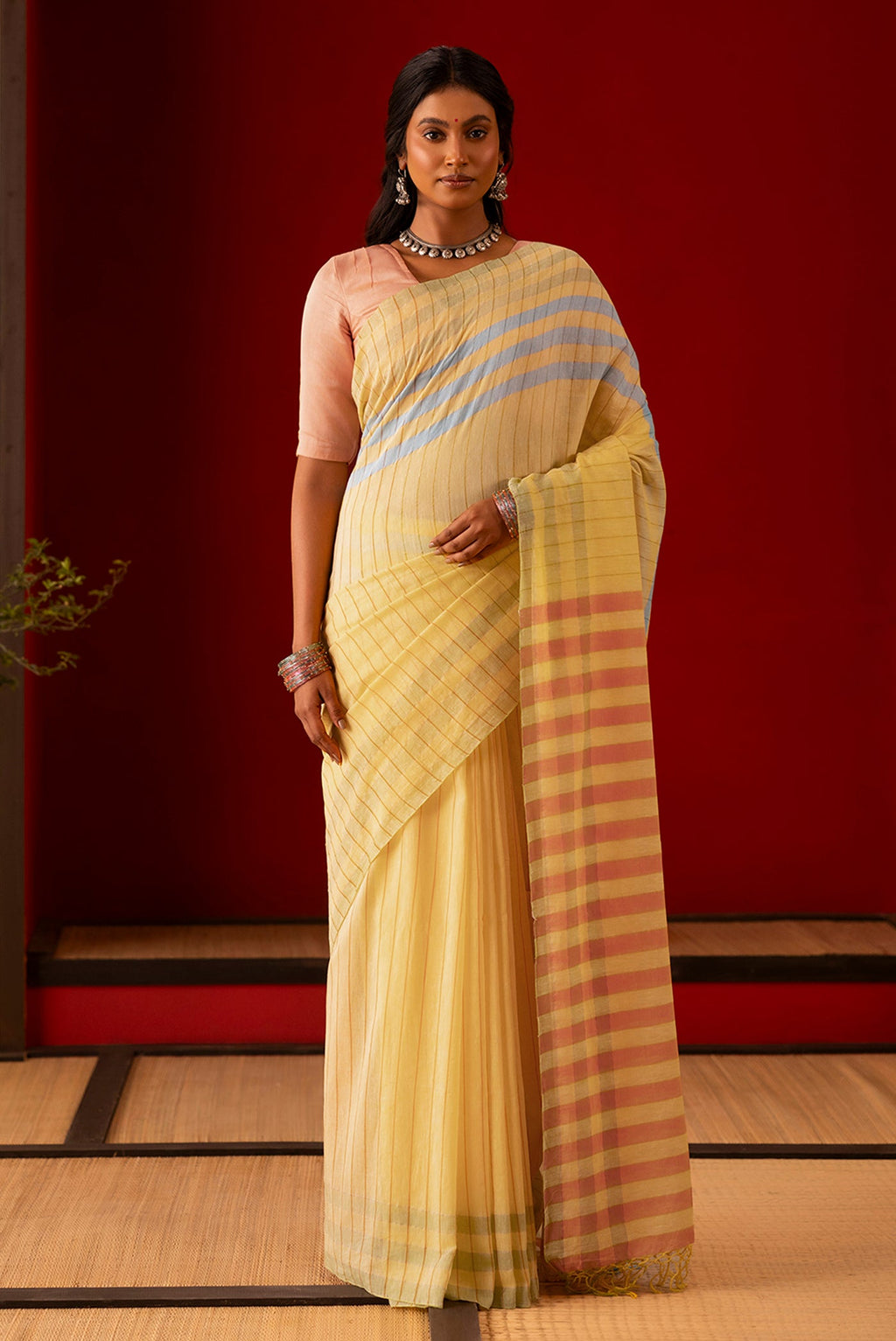 Yellow Cotton Saree