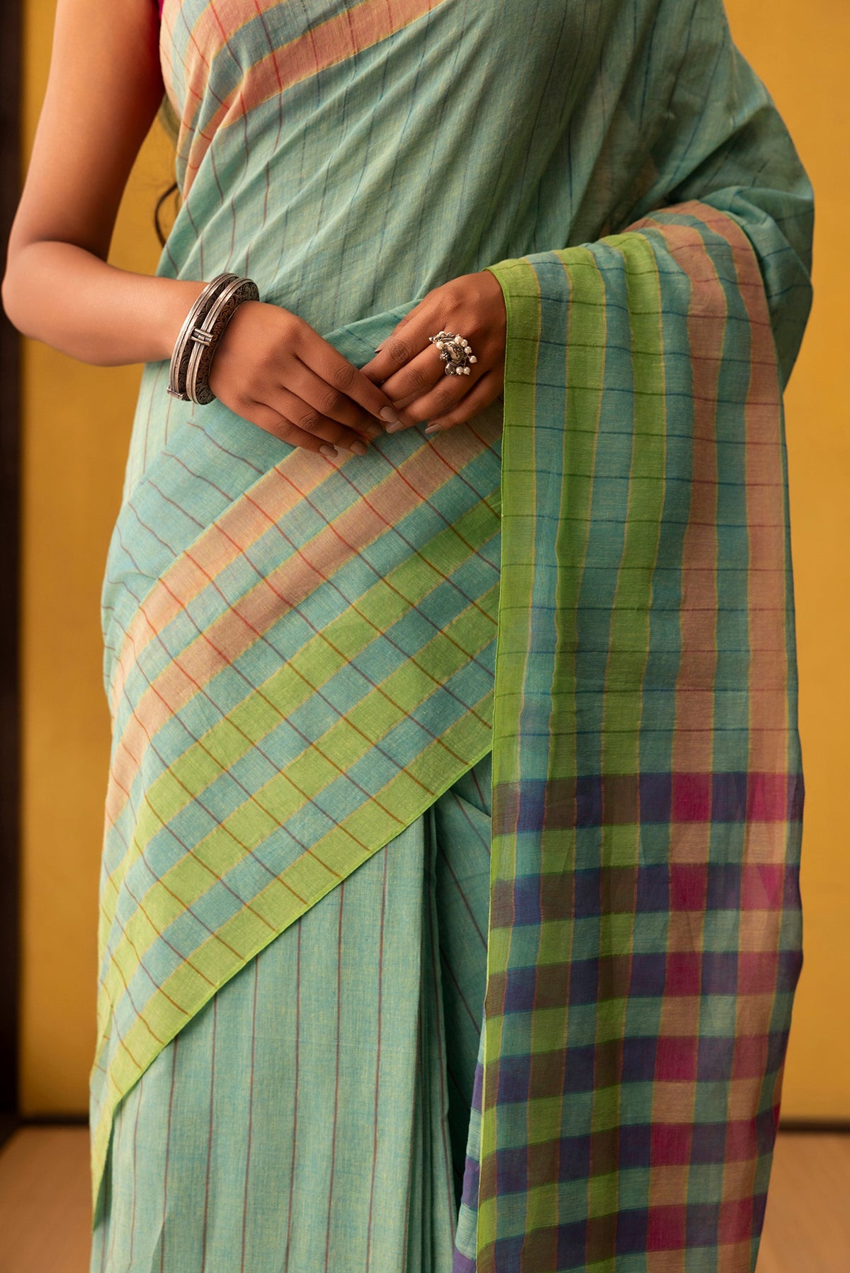 Kuhu-Mint Green Cotton Saree