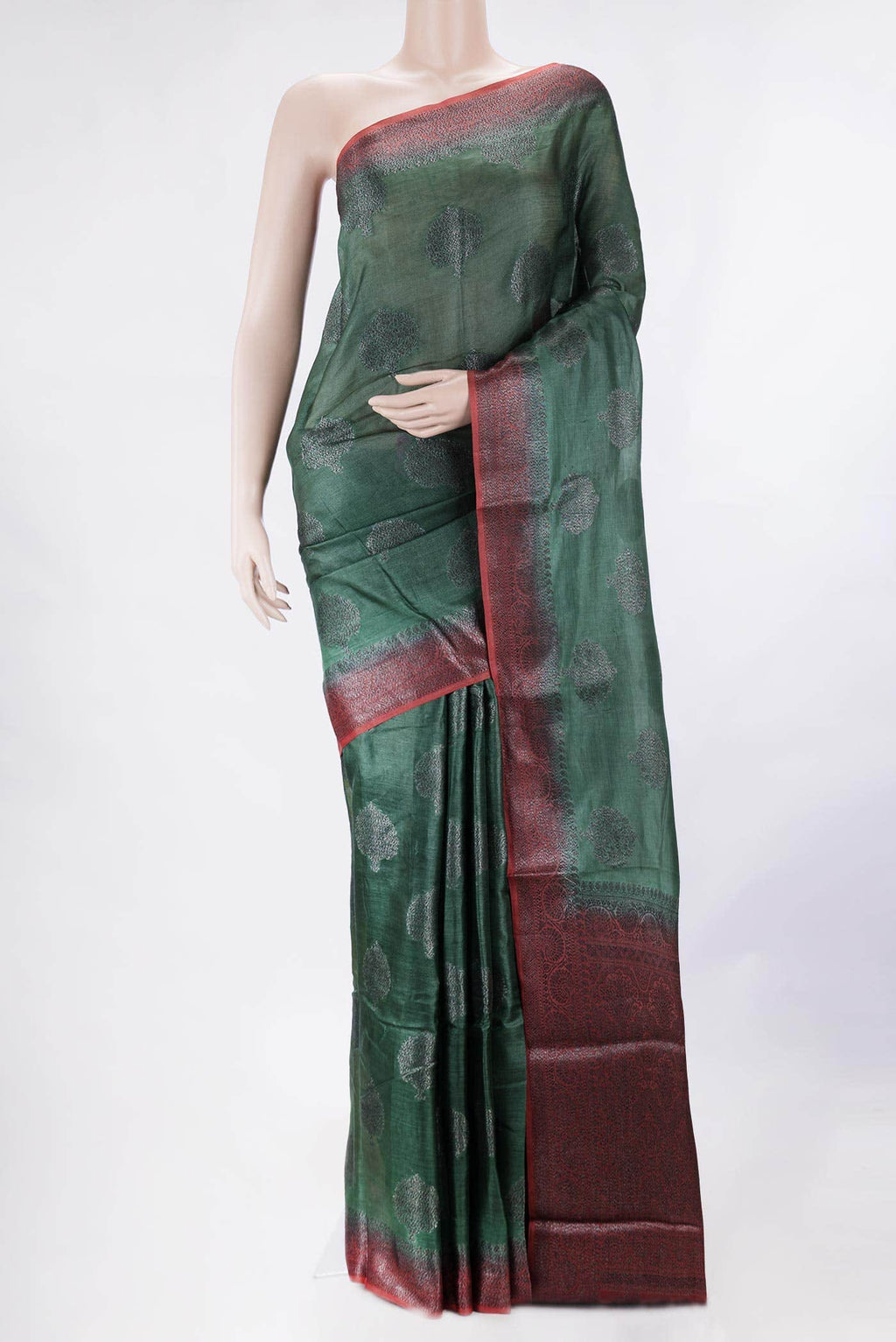 Green Dual Tone Tussar Silk Saree