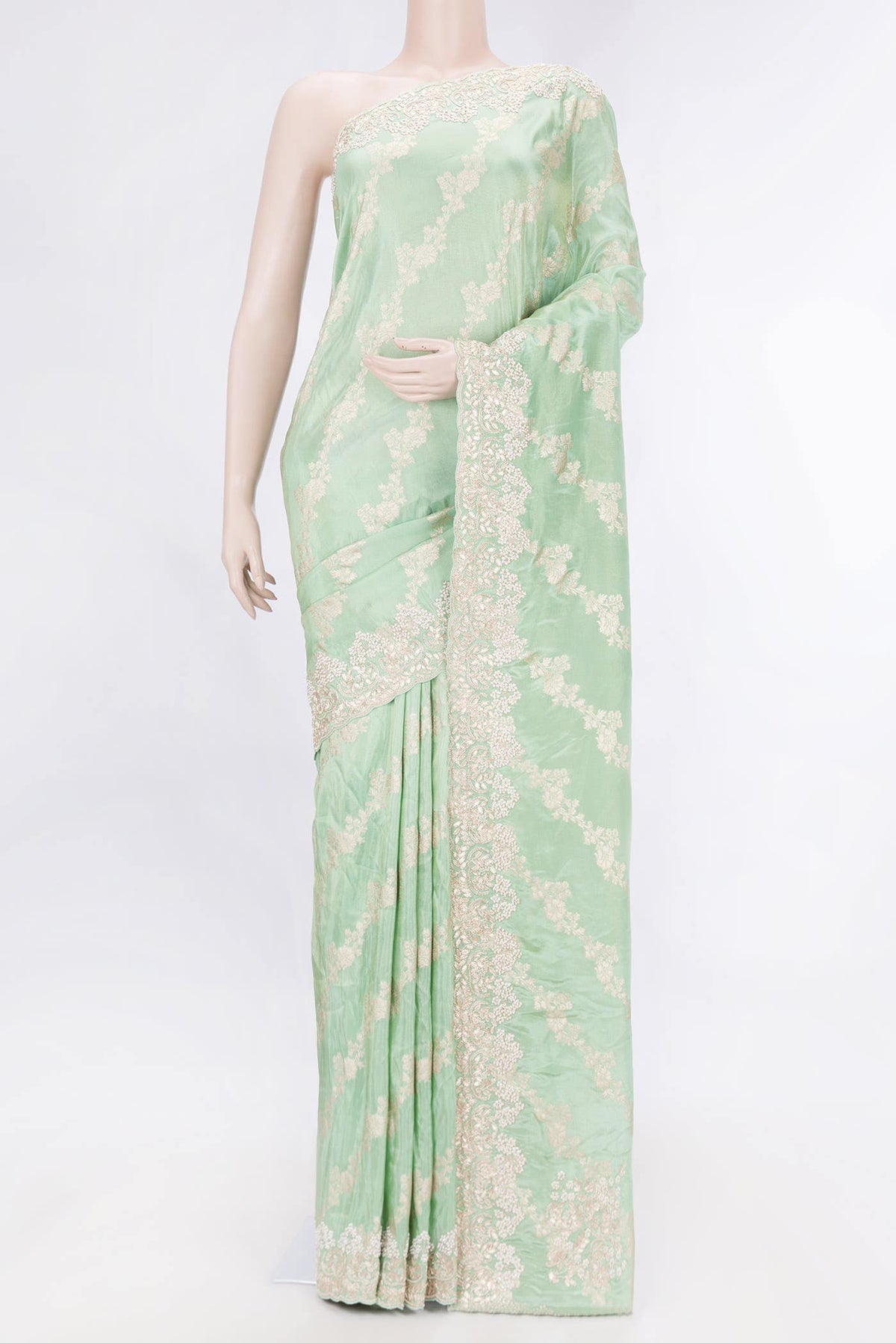 Sea Green Dual Tone Blended Organza Silk Saree