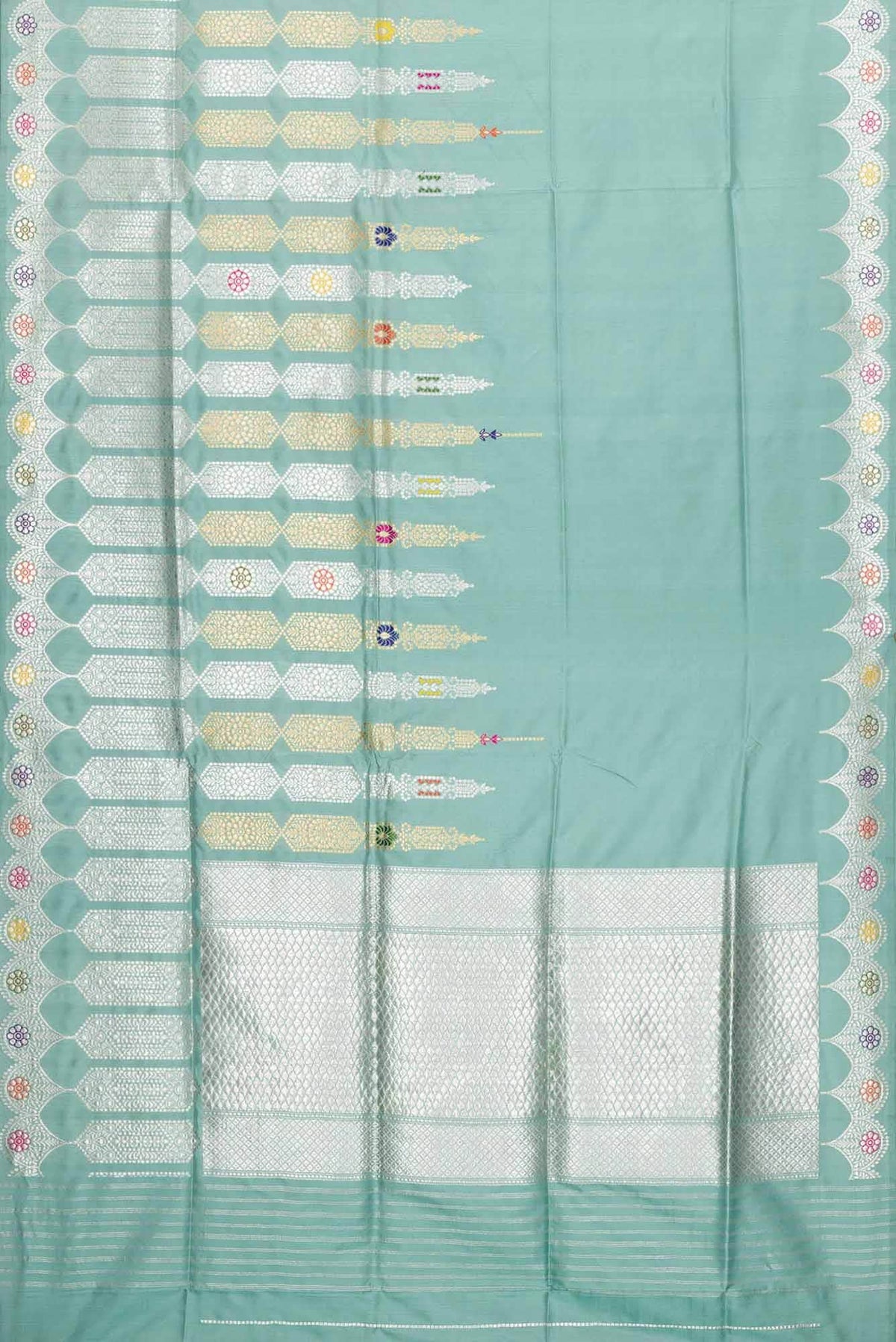 Pure Silk Pure Zari Sky Blue Dual Tone Banarasi Saree