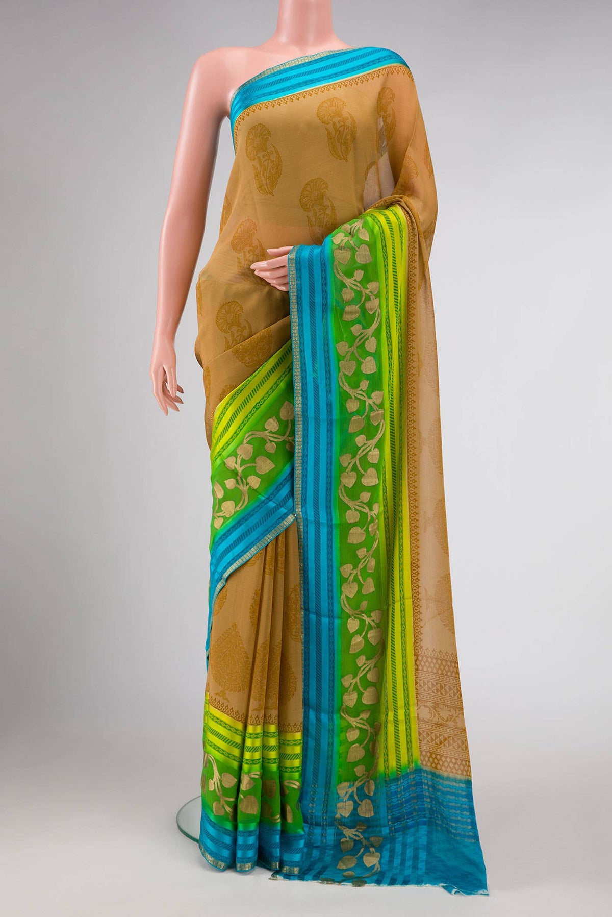 Dark Beige Mysore Georgette Saree
