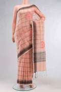 Peach Linen Cotton Saree