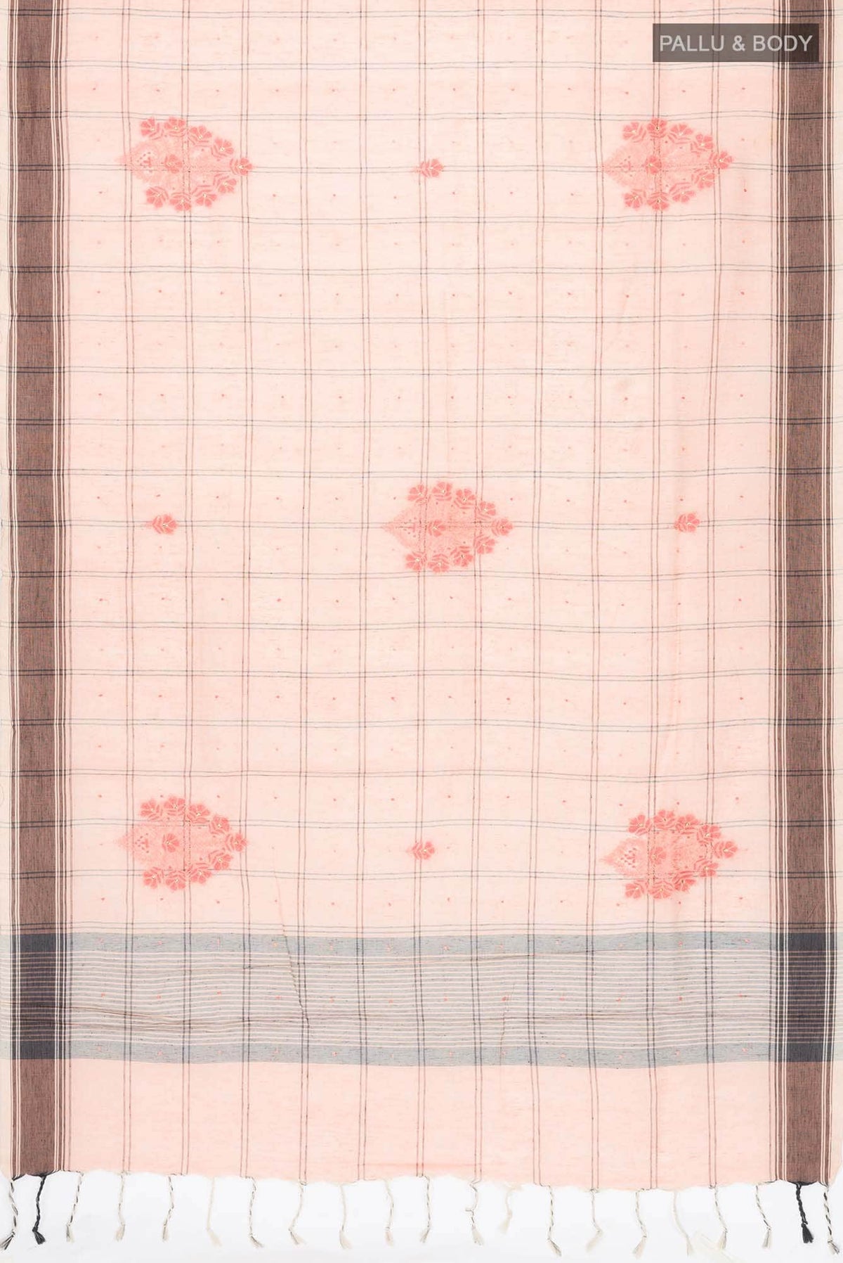 Peach Linen Cotton Saree
