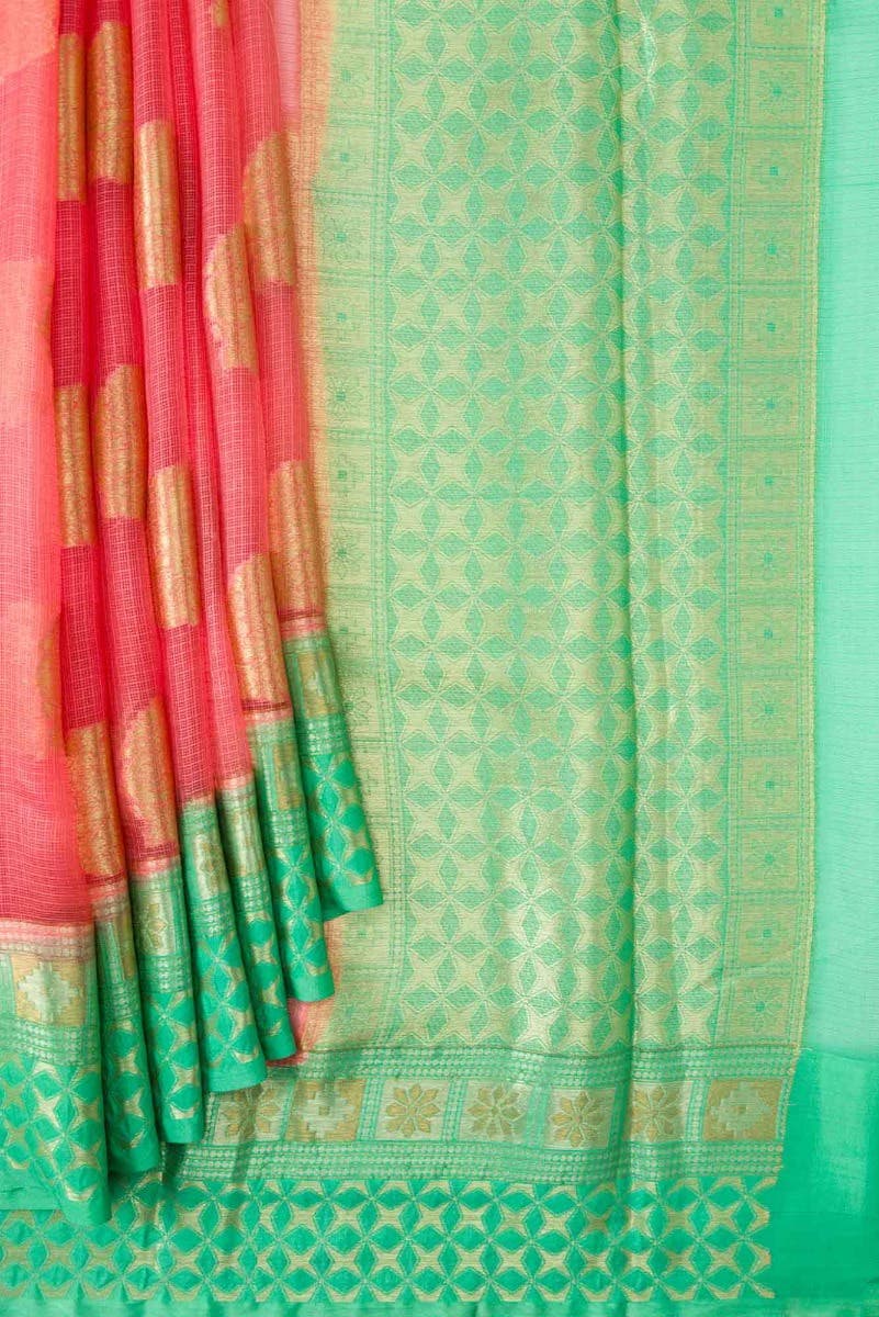 Peach Dual Tone Blended Kota Silk Saree